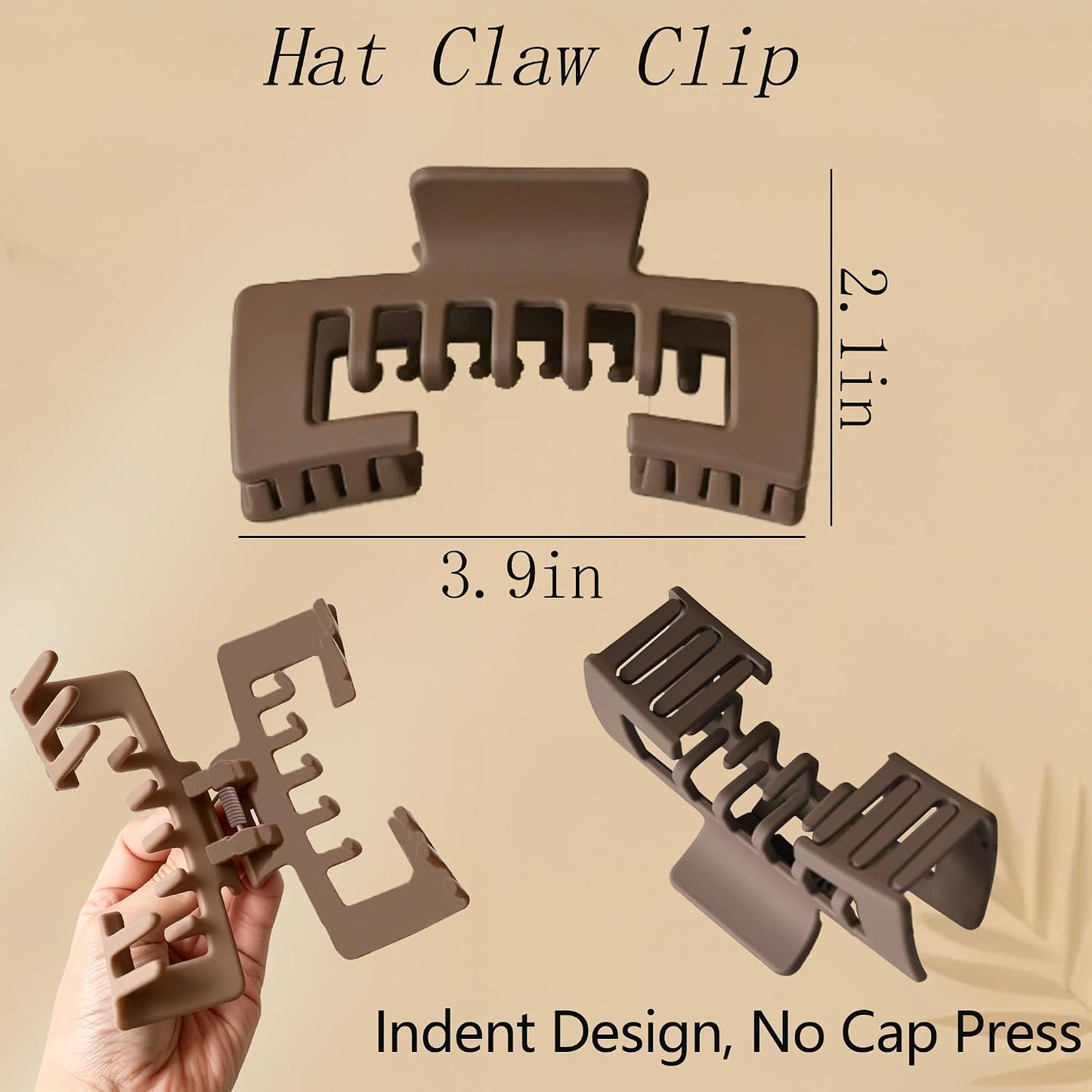 Large Non-Slip Hat Claw Clips - 3PCS Matte Baseball Hair Clips for Women | Perfect for Trucker Hats