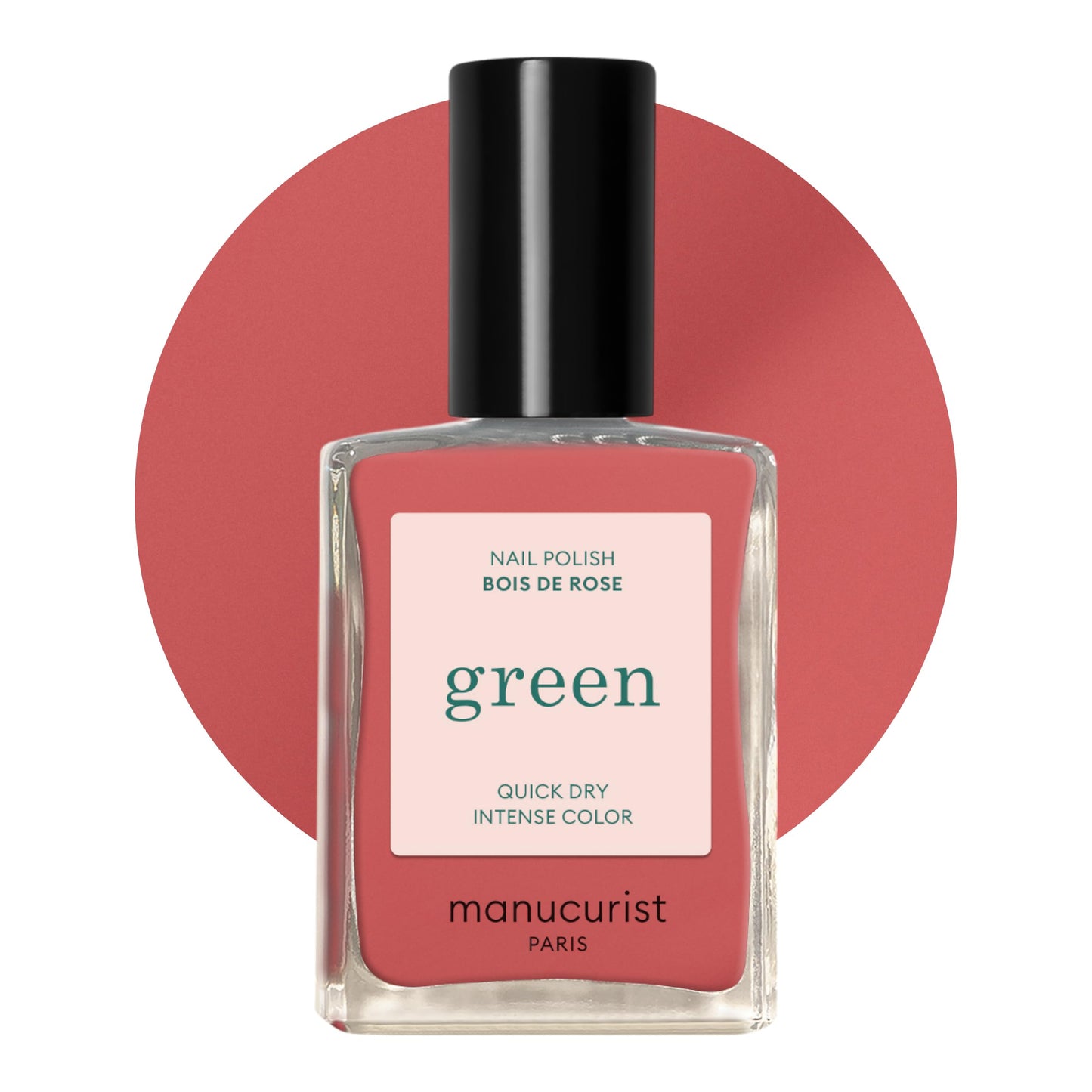 Manucurist Green Quick Dry Nail Polish Bois de Rose - Dusty Pink Nail Polish - 9-Free, Plant-Based and Vegan - Non Toxic - Natural Classic - Nails Care - Manicure - Made in France - 0.5 fl oz