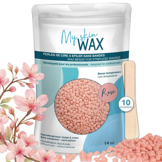 My Skin WAX - Stripless Wax beads 0.88 lbs, Hypoallergenic, Special for Sensitive Skin, Face and Body, Coarse Hair, Men, Women, Bikini, Brazilian, Rose