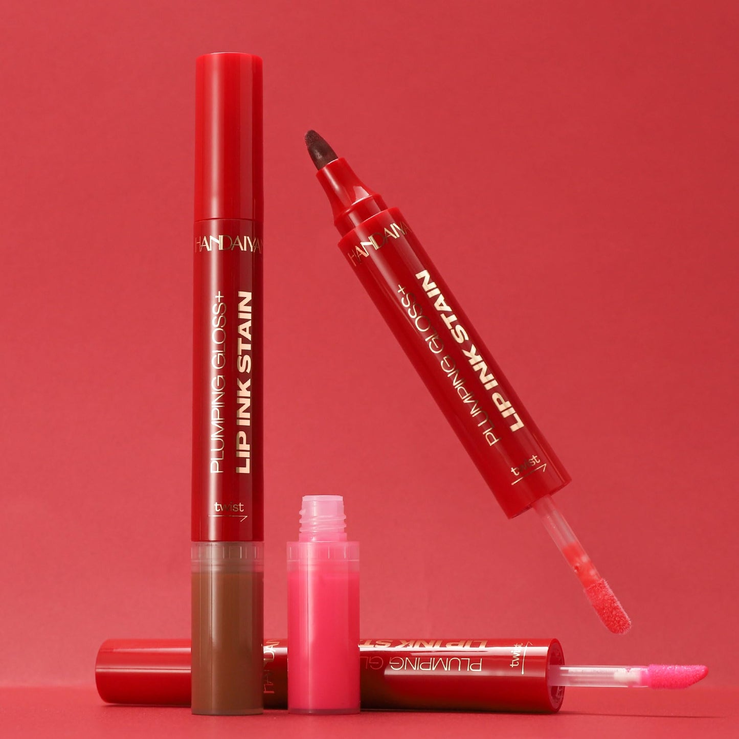 Beauty Glazed 2-in-1 Lip Stain & Plumping Lip Gloss – Lip Oils + Lip Liner Pencil Lip Combo for Fuller, Defined Lips – Long Lasting, Smudge-Proof, High-Shine Color (#06 Warm Cocoa Brown)