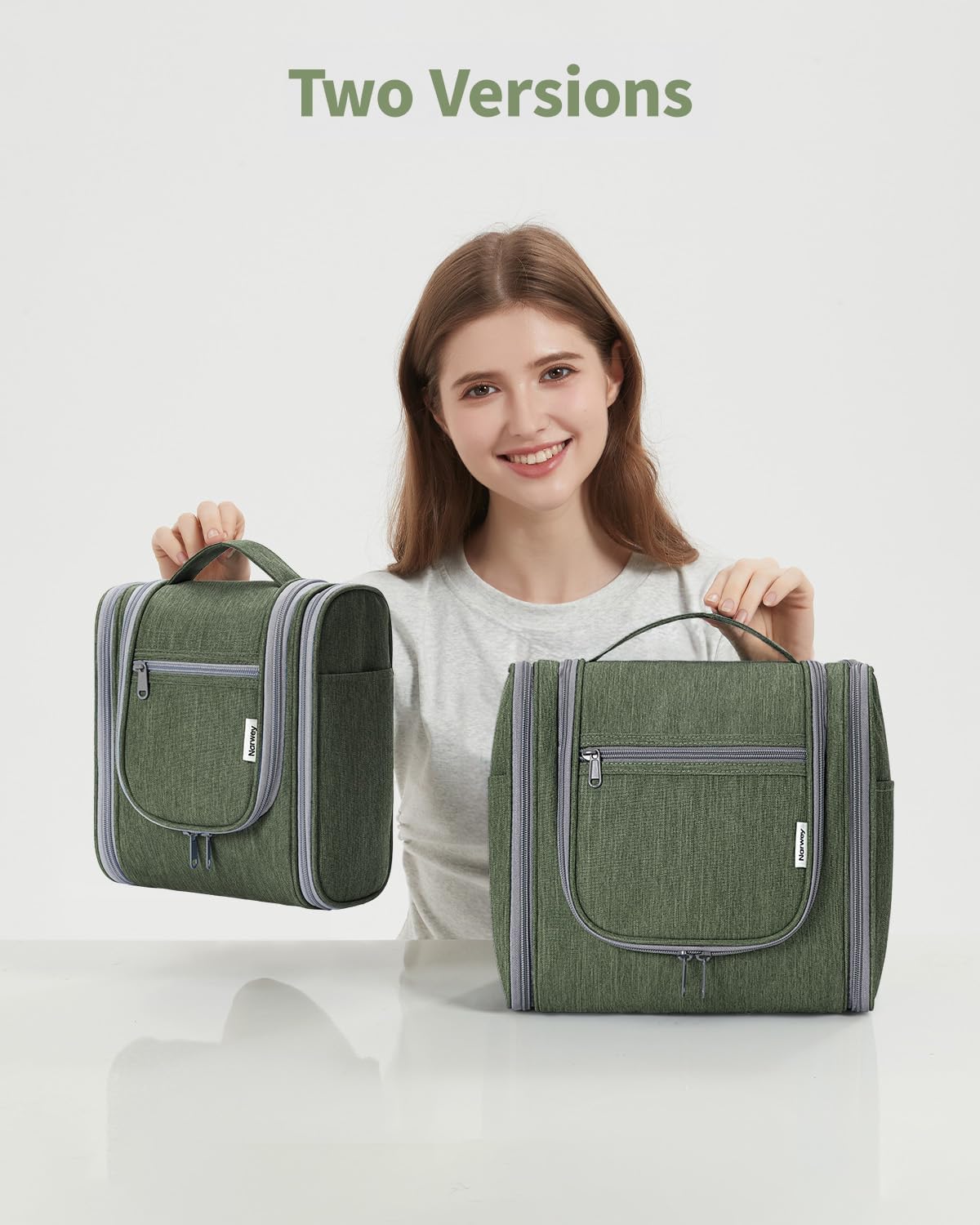 Travel Toiletry Bag - Small Hanging Cosmetic Organizer for Men & Women | Medium, Army Green