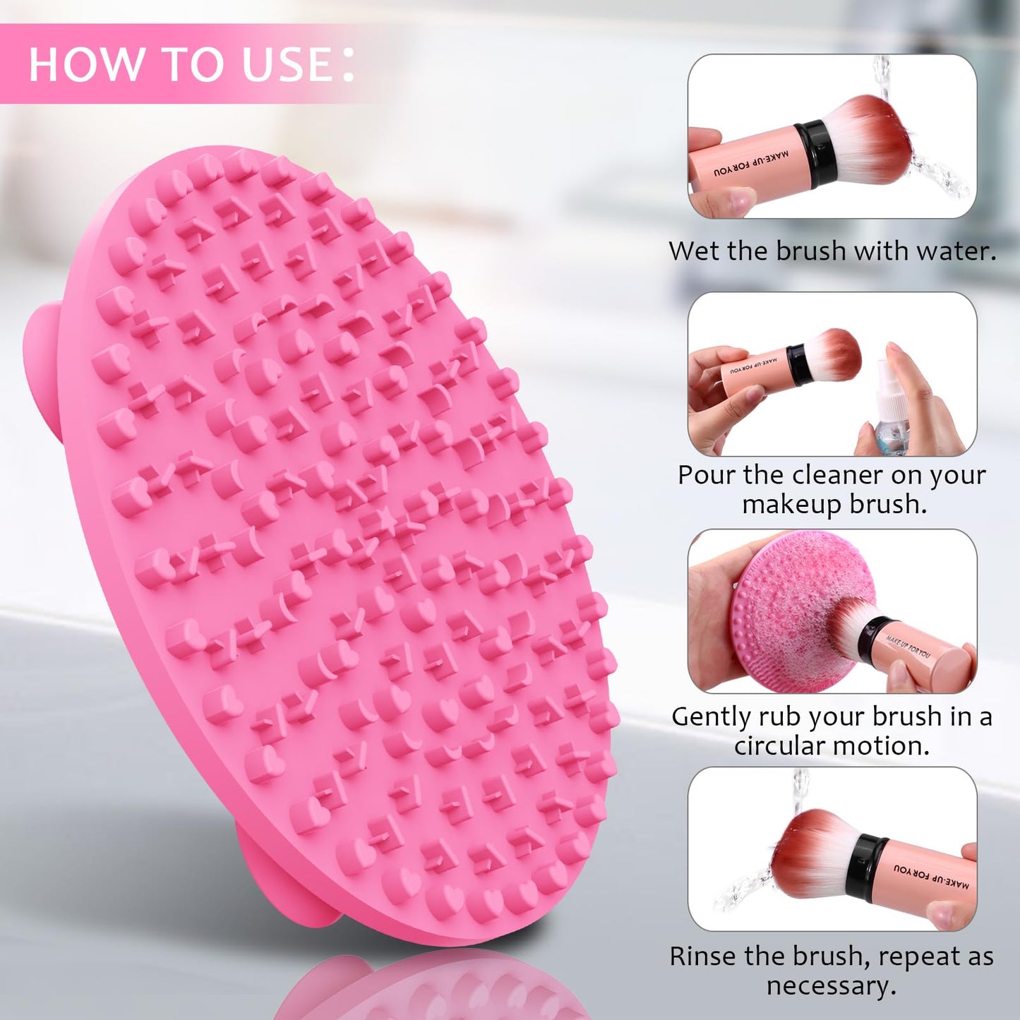 Electric Makeup Brush Cleaner Machine & Deep Cleaning Solution Set, Automatic Spinning Washer with 1.98 Fl.Oz Cruelty-Free Shampoo, Quickly Removes Residue, Ideal Gifts for Women, Makeup Lover