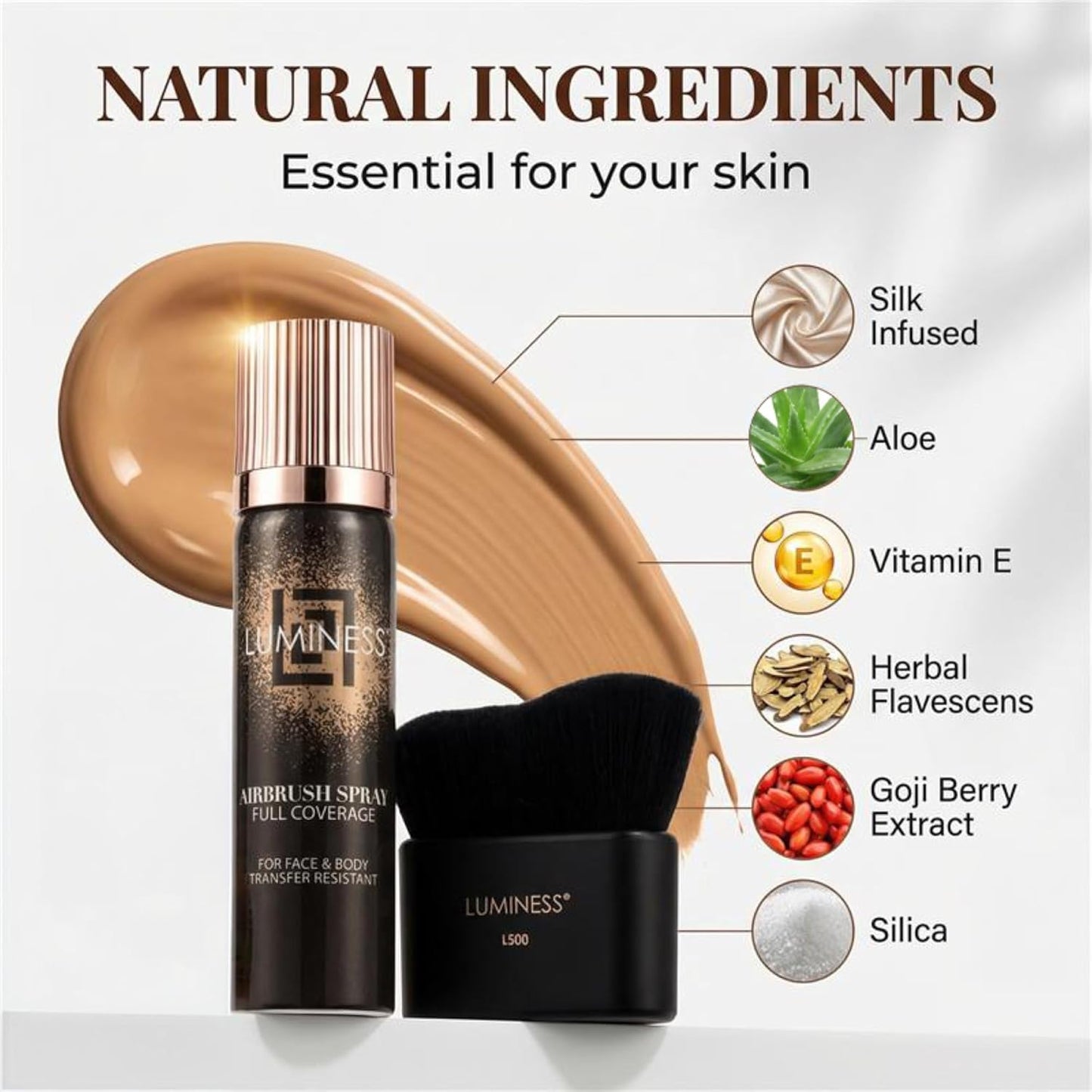 LUMINESS Airbrush Body Coverage - Waterproof Tattoo Concealer Makeup for Legs & Body | 18-Hour Full Coverage, 1 fl oz