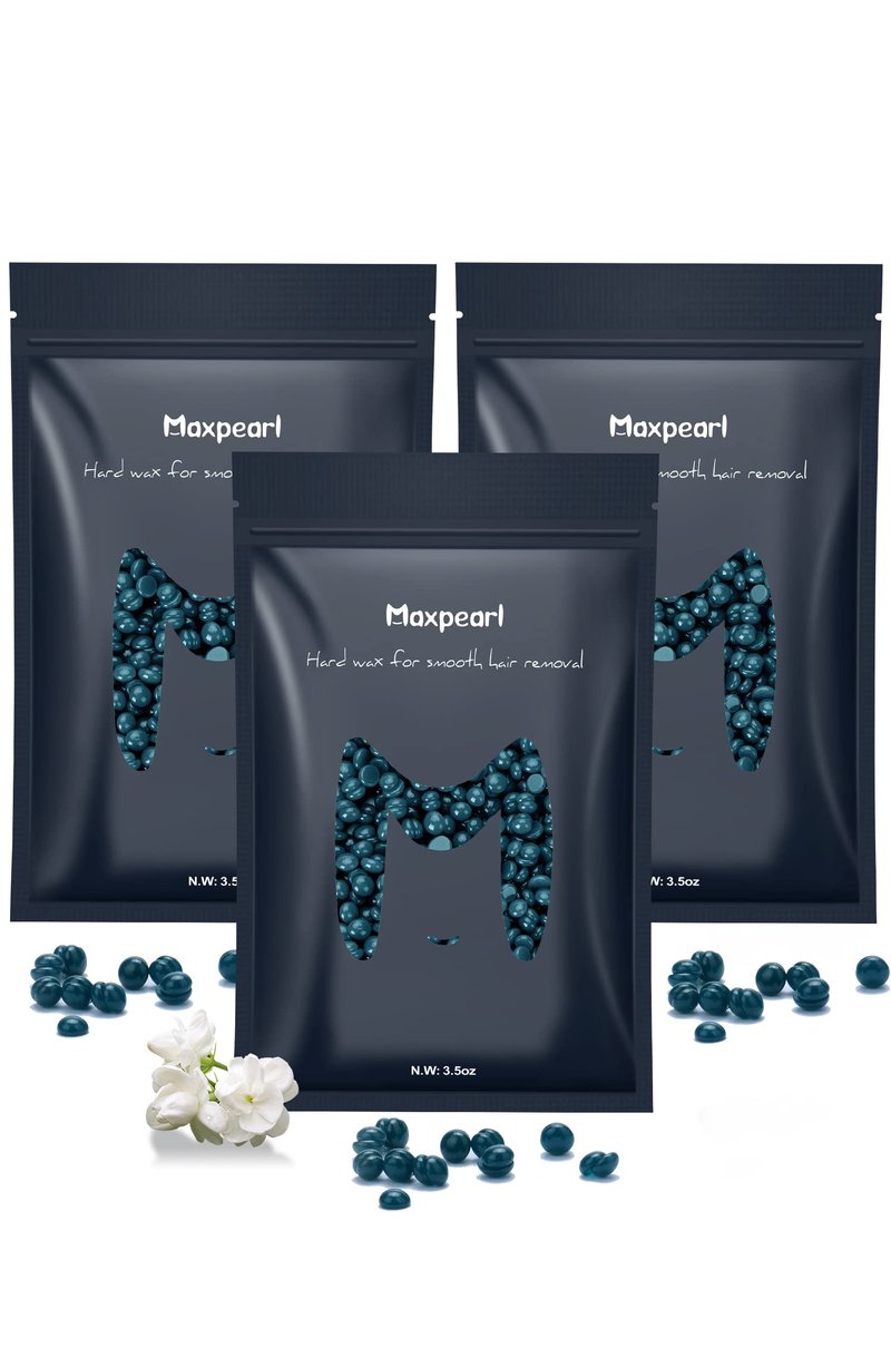 Maxpearl Hard Wax Beads, 300g Hair Removal Wax Beans for Brazilian Bikini, Face, Eyebrows, Underarms, Arms, Chest, Back, Legs, Pack of 3