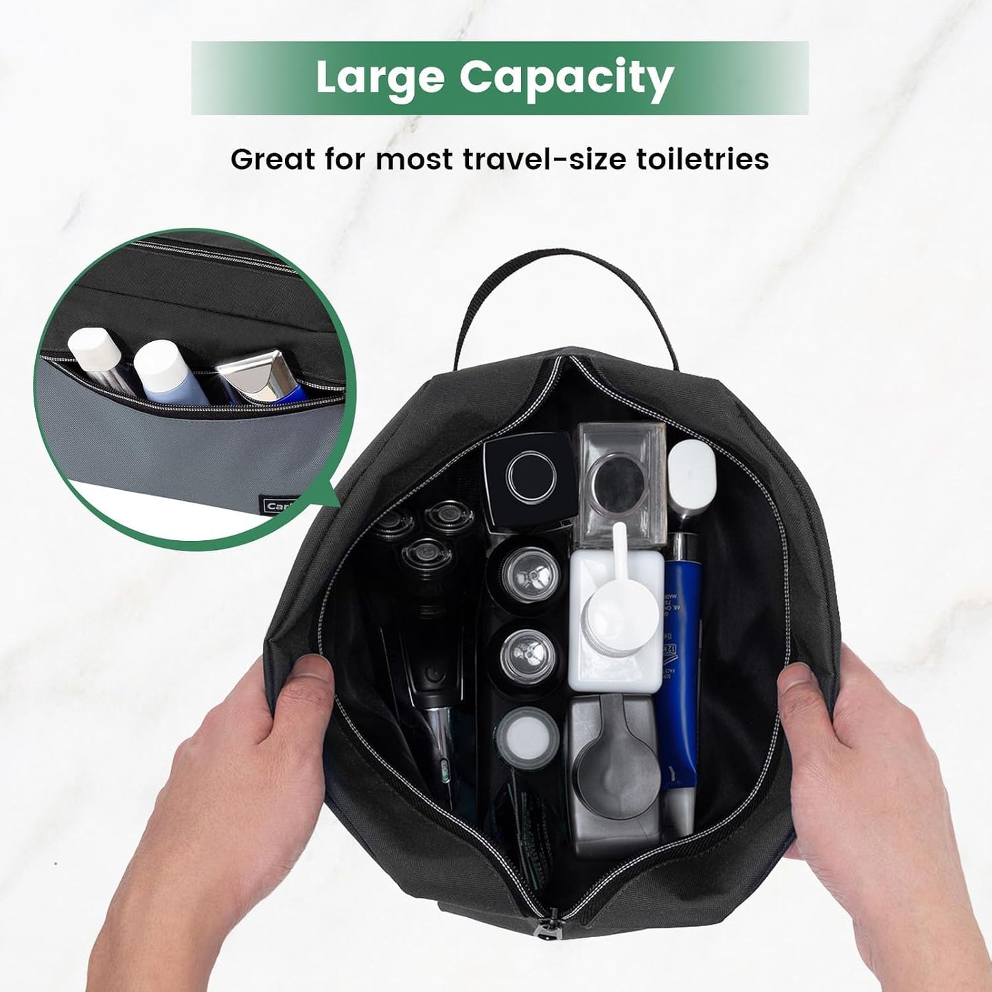 Travel Toiletry Bag - Compact Organizer for Cosmetics, Accessories & Gifts - Black