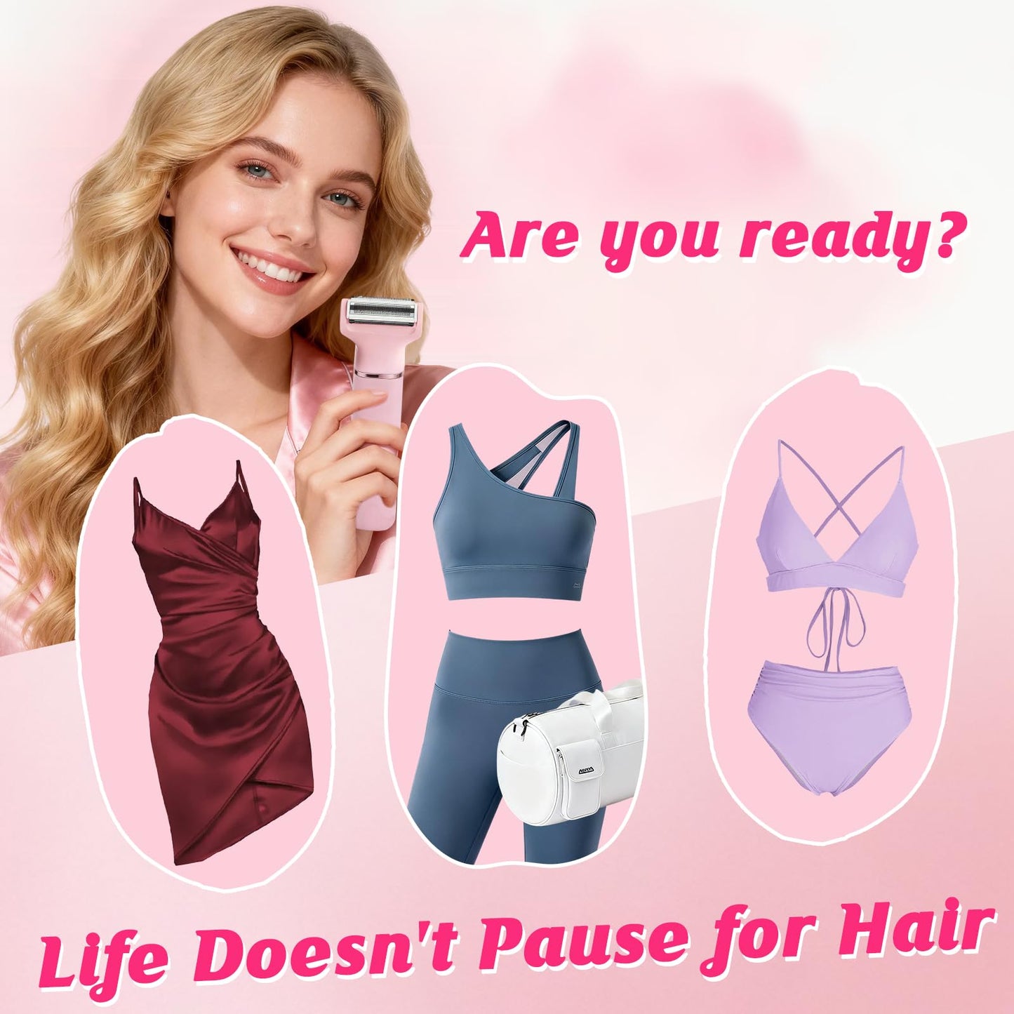 ZLILUGL 5-in-1 Electric Bikini Trimmer for Women – IPX7, Painless Electric Razor & Shaver with Dual Blades, Women Pubic Facial Nose Body Leg Hair Removal, USB Recharge Dock, Waterproof Hygiene Razor