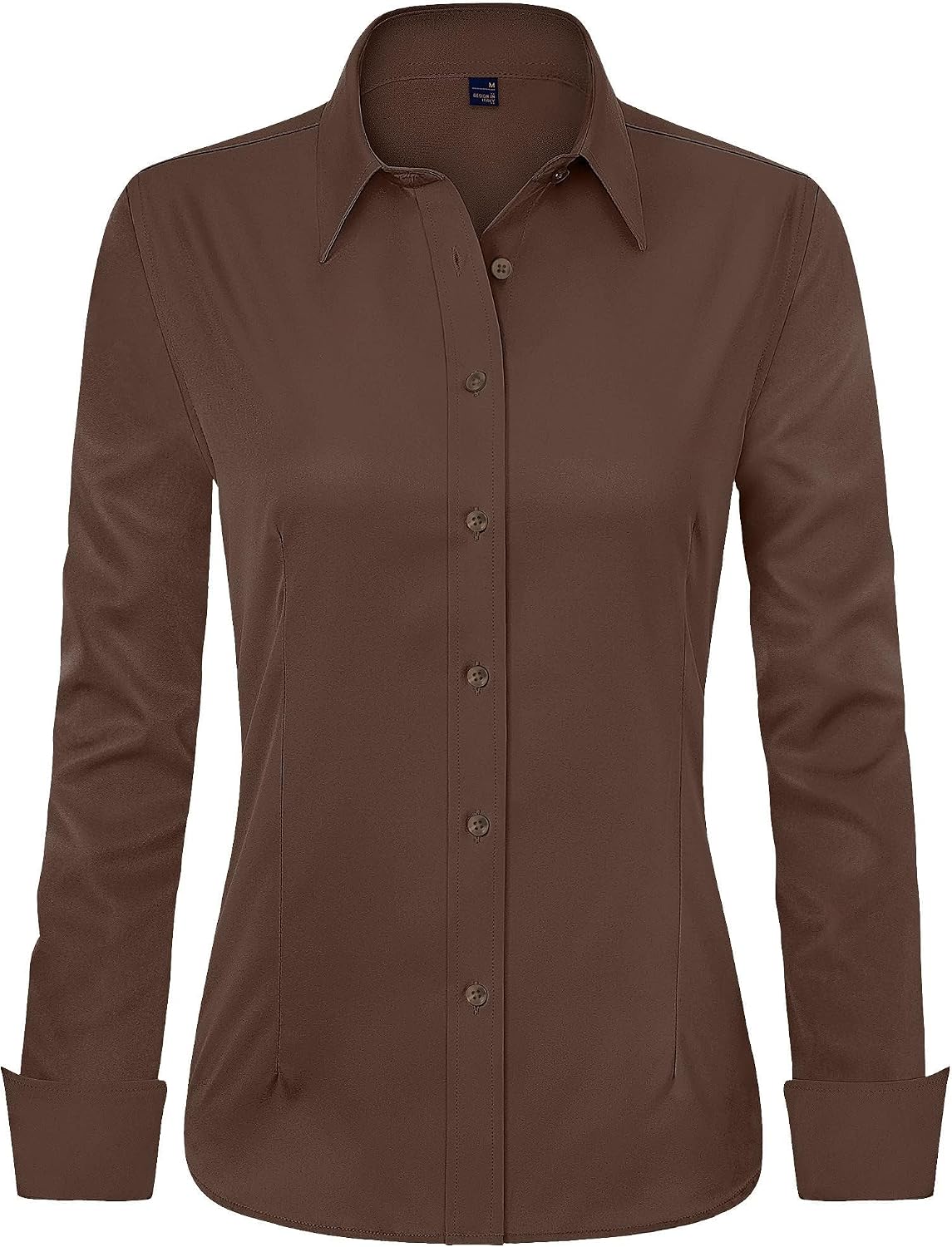 J.VER Women's Long Sleeve Dress Shirt - Wrinkle-Free Business Casual Blouse for Office Work