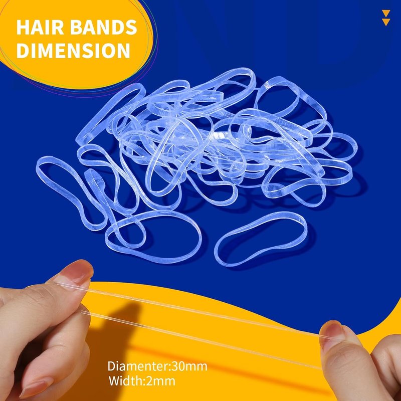 Clear Elastic Hair Bands - 2000 Mini Rubber Hair Ties | Soft 2mm Width, 30mm Length