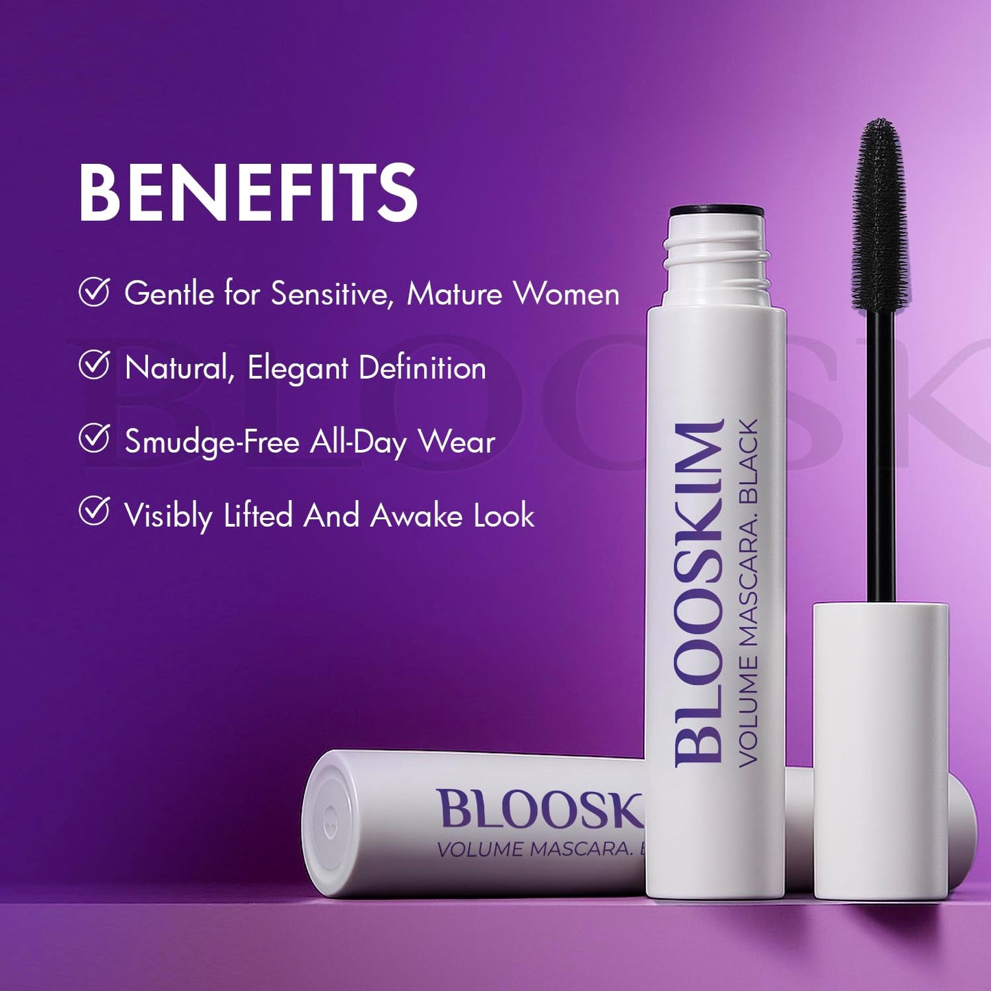 Mascara for Older Women 60 Plus: Black Prime Lash Mascara - Prime Mascaras for Mature Women Makeup - Hypoallergenic Non-Clumping Formula for Sensitive Eyes, 5.5g