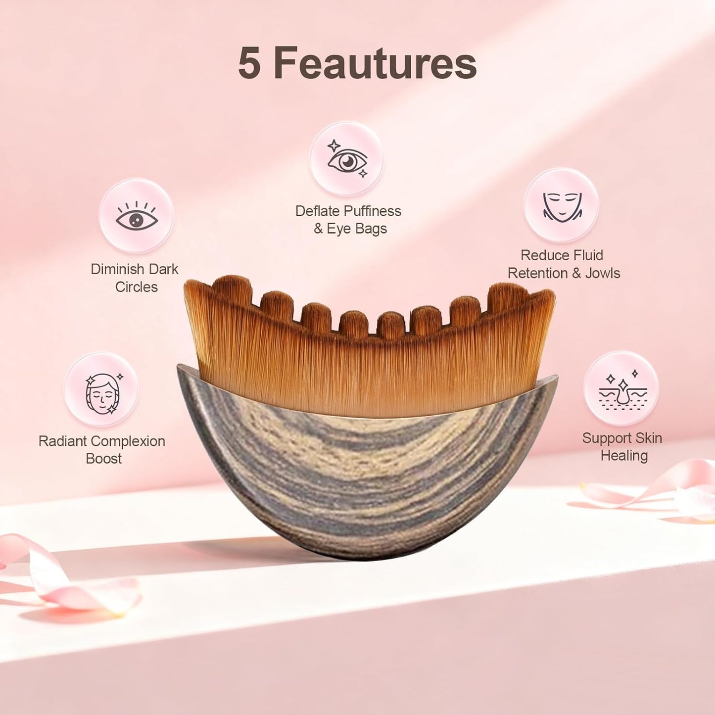 Lymphatic Contour Face Brush Set - Manual Lymphatic Drainage Massager | Soft Hypoallergenic Bristles for Sculpting