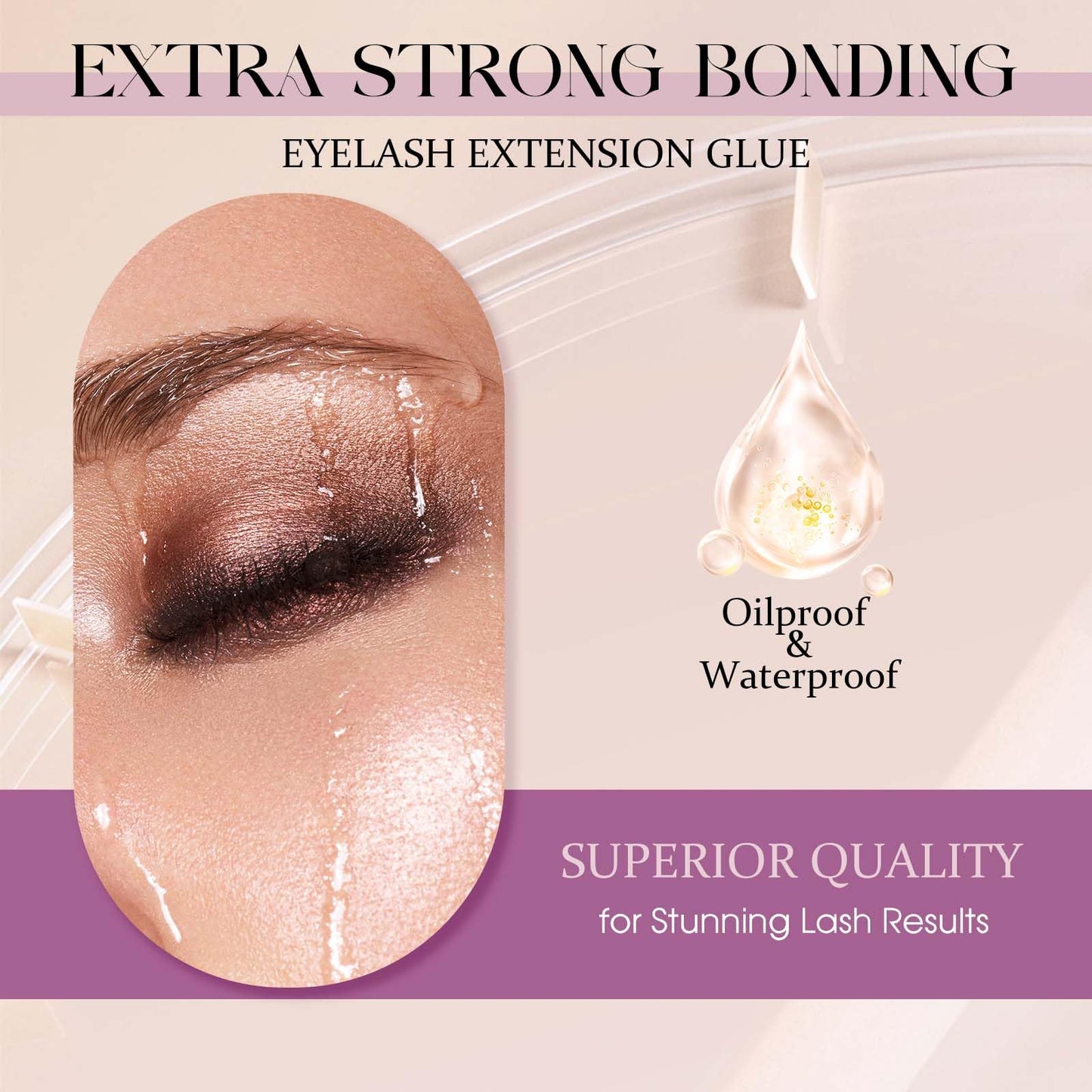 FADLASH Eyelash Extension Glue 0.5-1 Sec Dry/6-8 Weeks Retention Extra Strong Hold Lash Glue Waterproof Black Adhesive for Professional Use Only (5ml)
