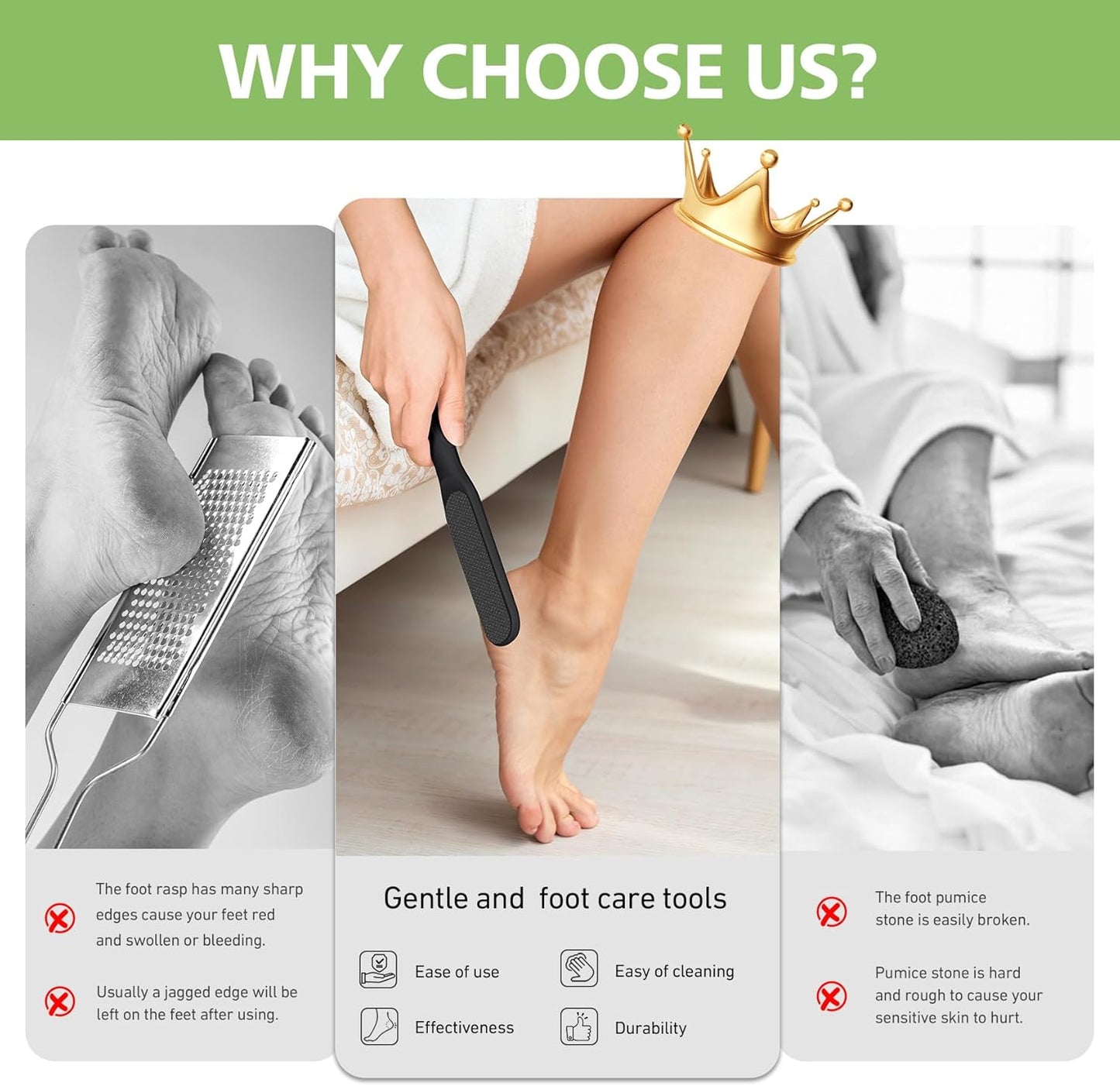 Nano Glass Foot File - Hard Skin Remover & Callus Scrubber | Durable Pedicure Tool for Soft, Smooth Feet - Black
