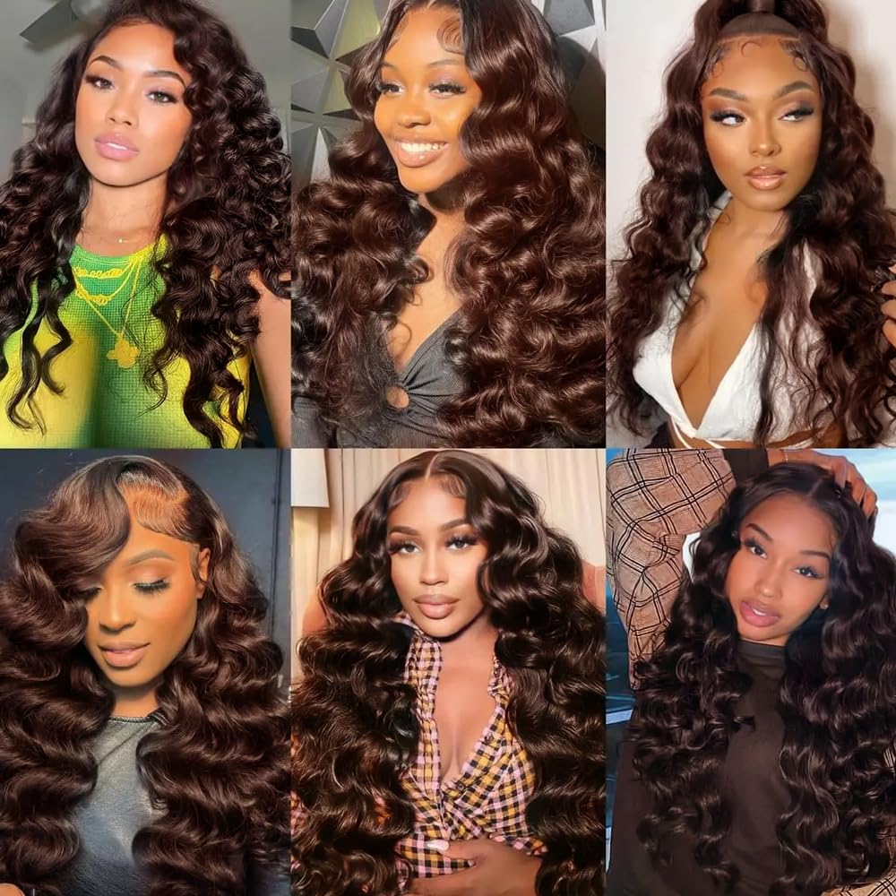 Brown Bundles Human Hair #4 Loose Wave Bundles 24 26 28 inch Brown Loose Deep Wave Bundle Body Wave Bundle Human Hair Extensions