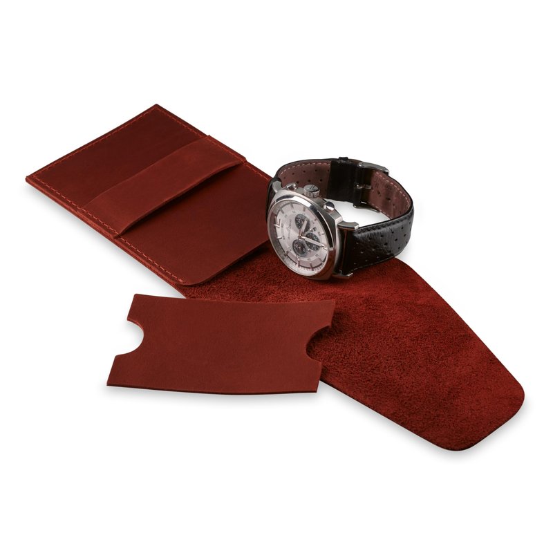 MAKYN Leather Watch Pouch, Single Watch Travel Case, Watch Travel Case, Watch Travel Pouch, Watch Sleeve (Cognac)