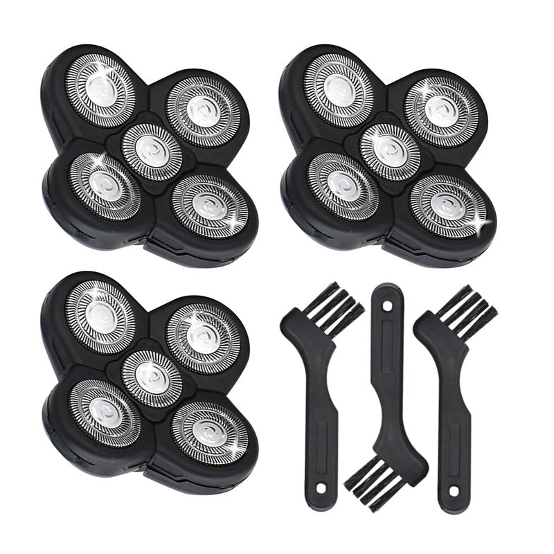 Pinkind Replacement Shaver Heads Compatible with Freebird Shaver, 5 Blades Refills for Bald Men, Electric Razor Replacement Heads for Freedom Grooming with 3 Cleaning Brush