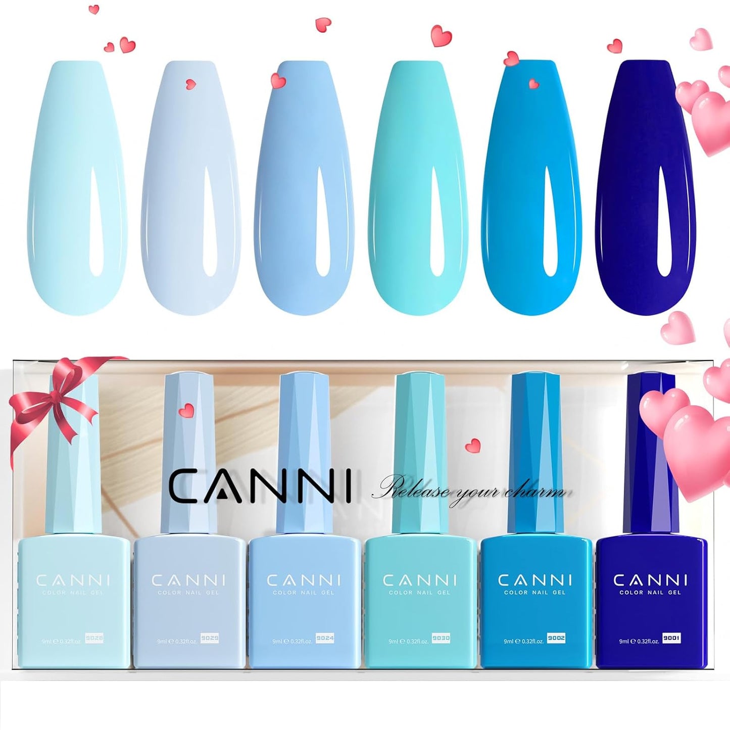 CANNI Gel Nail Polish Set - 6 Pcs 9ml Glitter & Solid Colors | Christmas & New Year's DIY Kit for Home Use