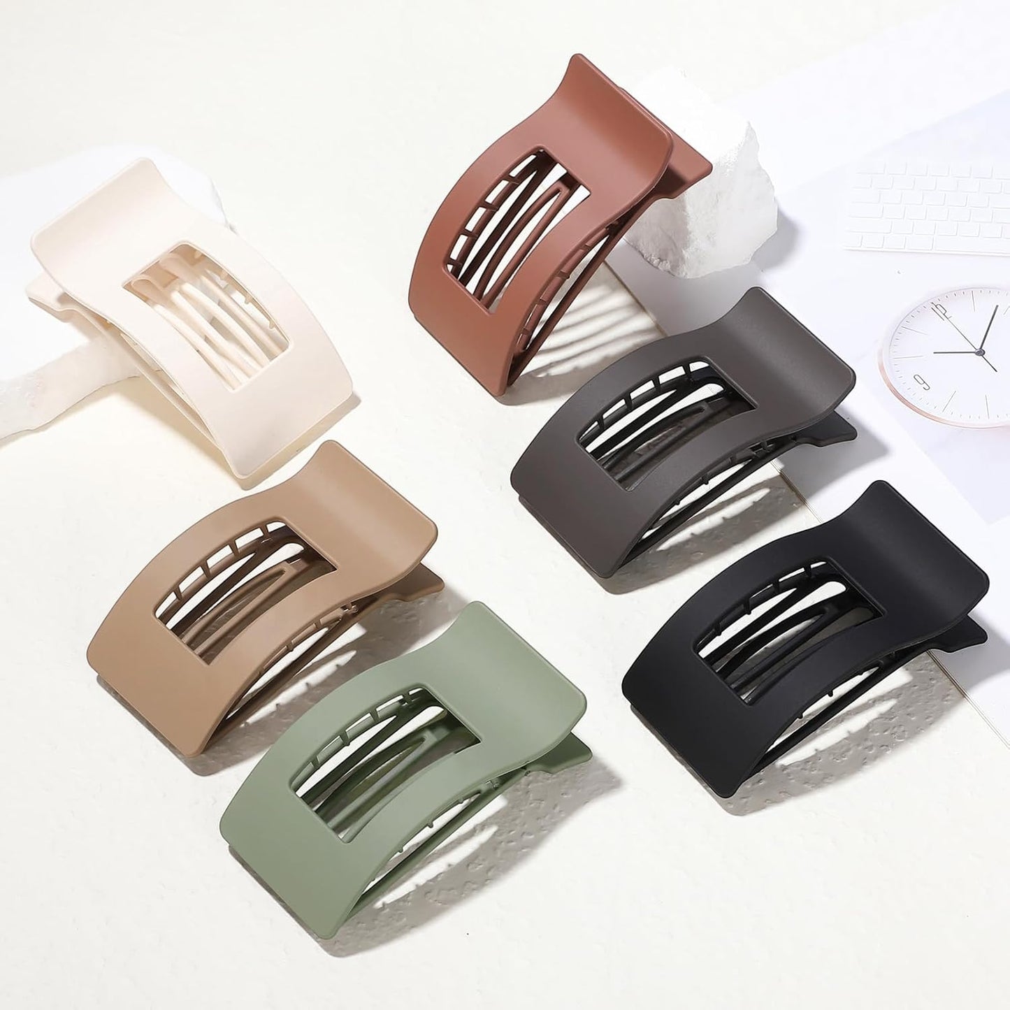 French Flat Hair Clips - 6pcs Matte Claw Clips for Thick or Thin Hair | Non-Slip Strong Hold Accessories