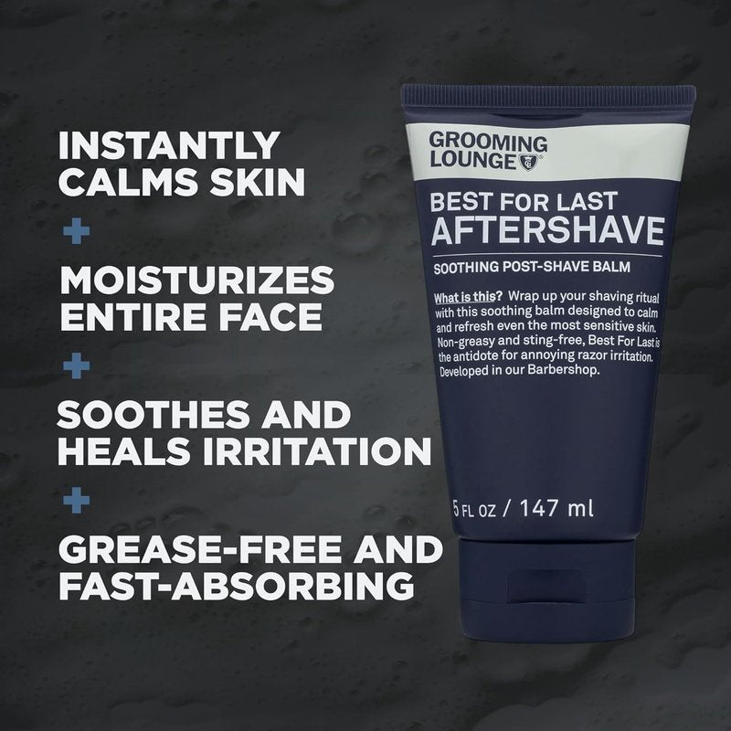 Grooming Lounge Best for Last Aftershave - Soothing After Shave Balm - Instantly Calms Irritated Skin - Refreshing Facial Moisturizer - Ideal for Sensitive Skin - Non-Greasy - Fragrance Free - 5 oz