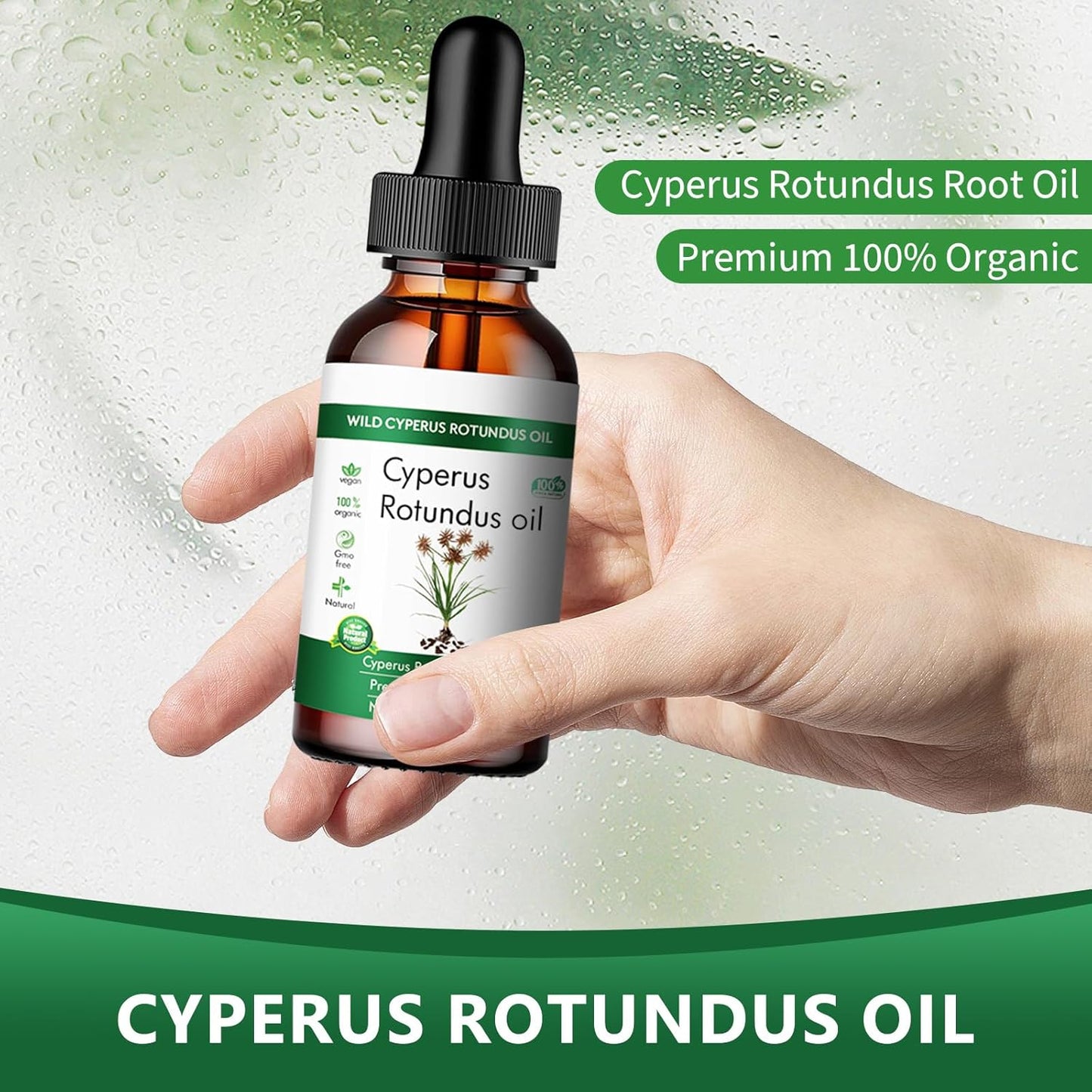 Wild Cyperus Rotundus Oil - 100% Organic Hair Removal Oil | 2.02 fl oz for Smooth Skin