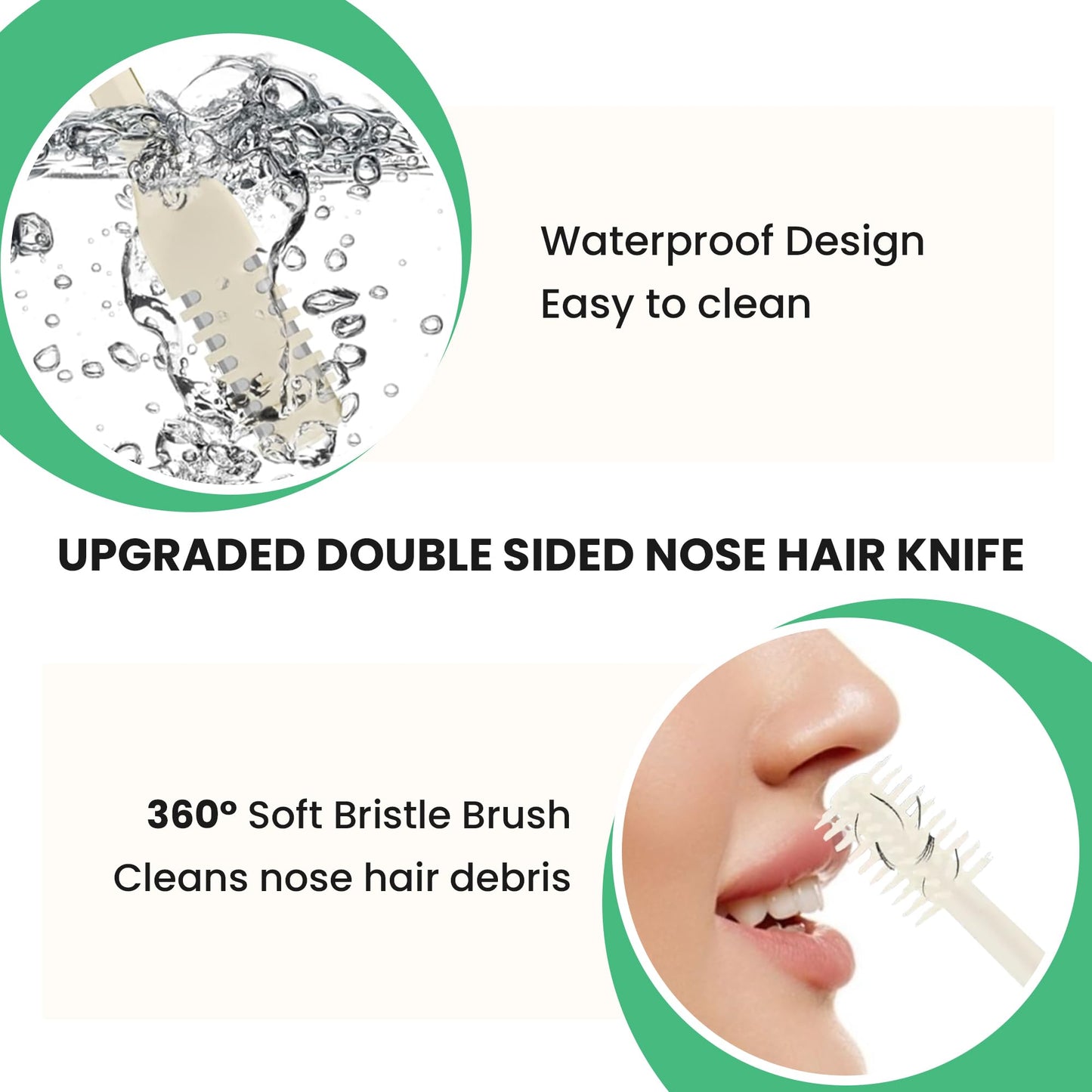 Vitalysin Manual Nose Hair Trimmer for Men & Women, Double-Sided Stainless Steel Nose Hair Cutter, Portable Hand-Operated Grooming Tool for Home & Travel (Beige, 3pcs)