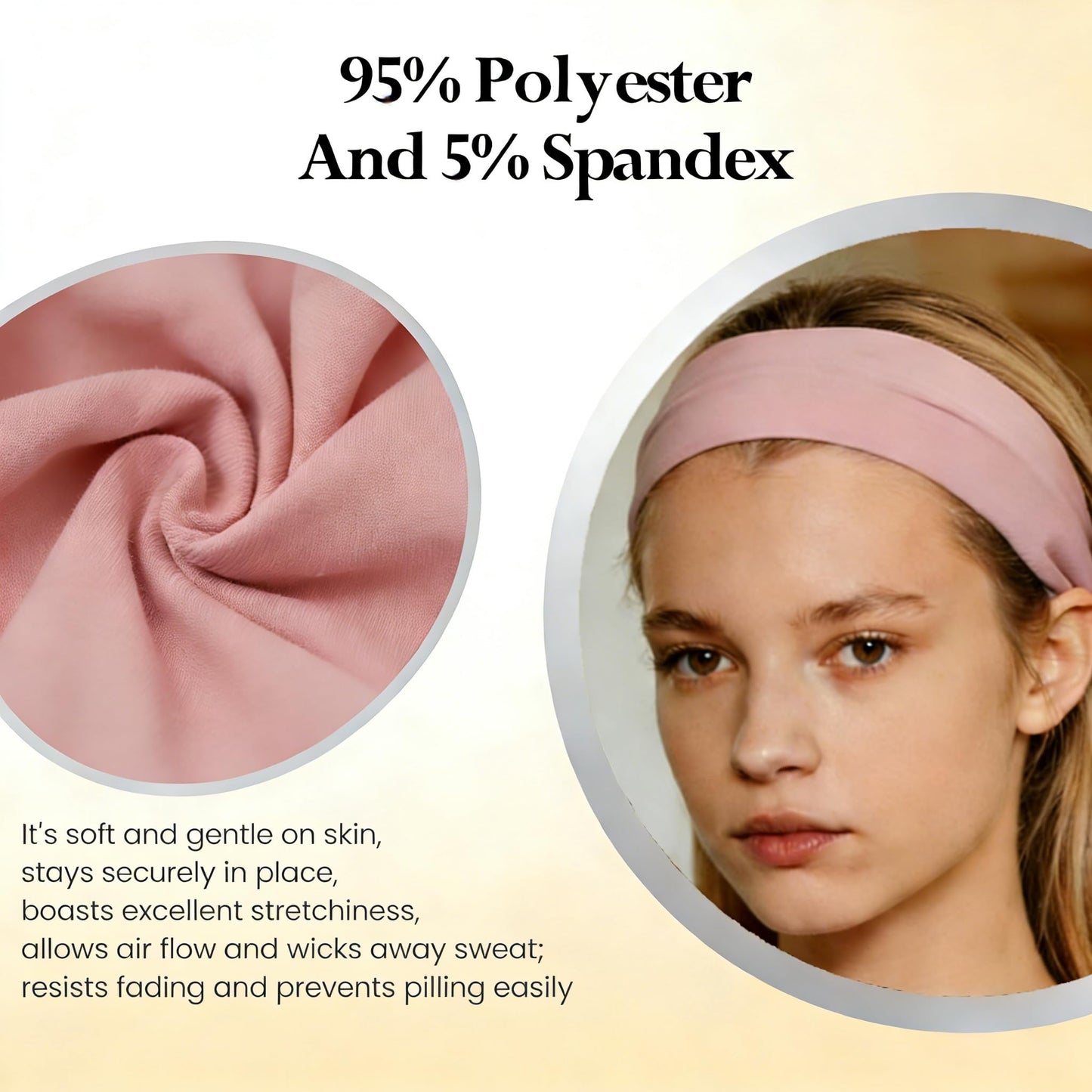 Cupeou 6PCS Headbands for Women, Wide Elastic Head Bands, Sports Stretchy Sweat Bands, Non-Slip Hair Bands, Large Knotted Soft Headband for Washing Face, Spa, Makeup, Running, Workout