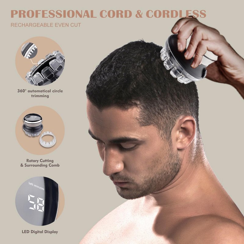 Tyenaza Brush Cut Hair Clipper, Self Service Intelligent Hairdresser Electric Charging Long Endurance, Professional Hair Clippers for Men