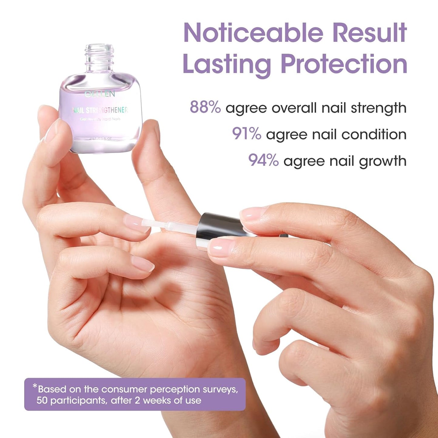GELLEN Nail Strengthener - 8-in-1 Protein Serum for Weak, Brittle Nails | Lavender Scented Ridge Filler