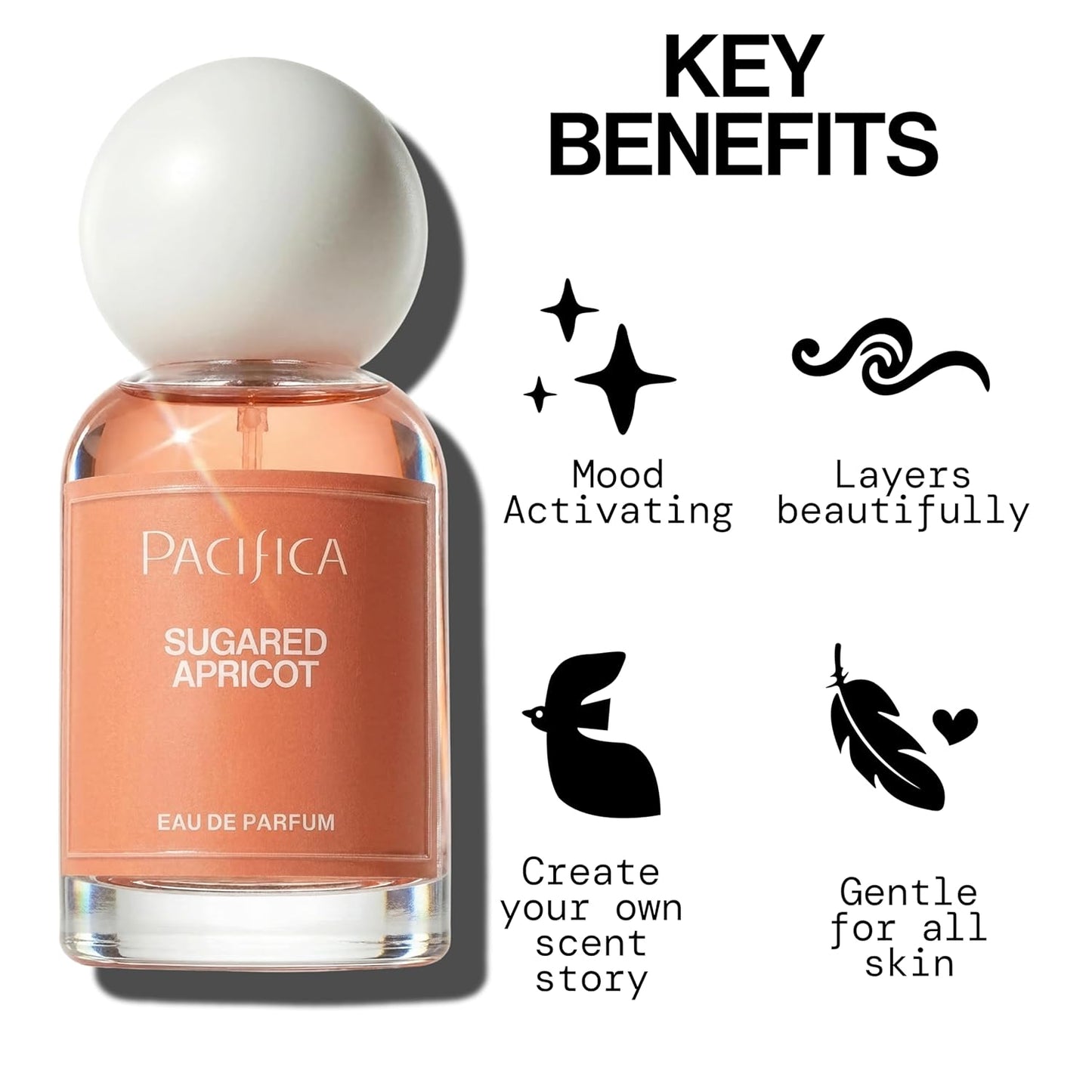 Pacifica Sugared Apricot Perfume for Women - Fruity Floral Eau de Parfum with Apricot, Peach & Jasmine | 1 Fl Oz