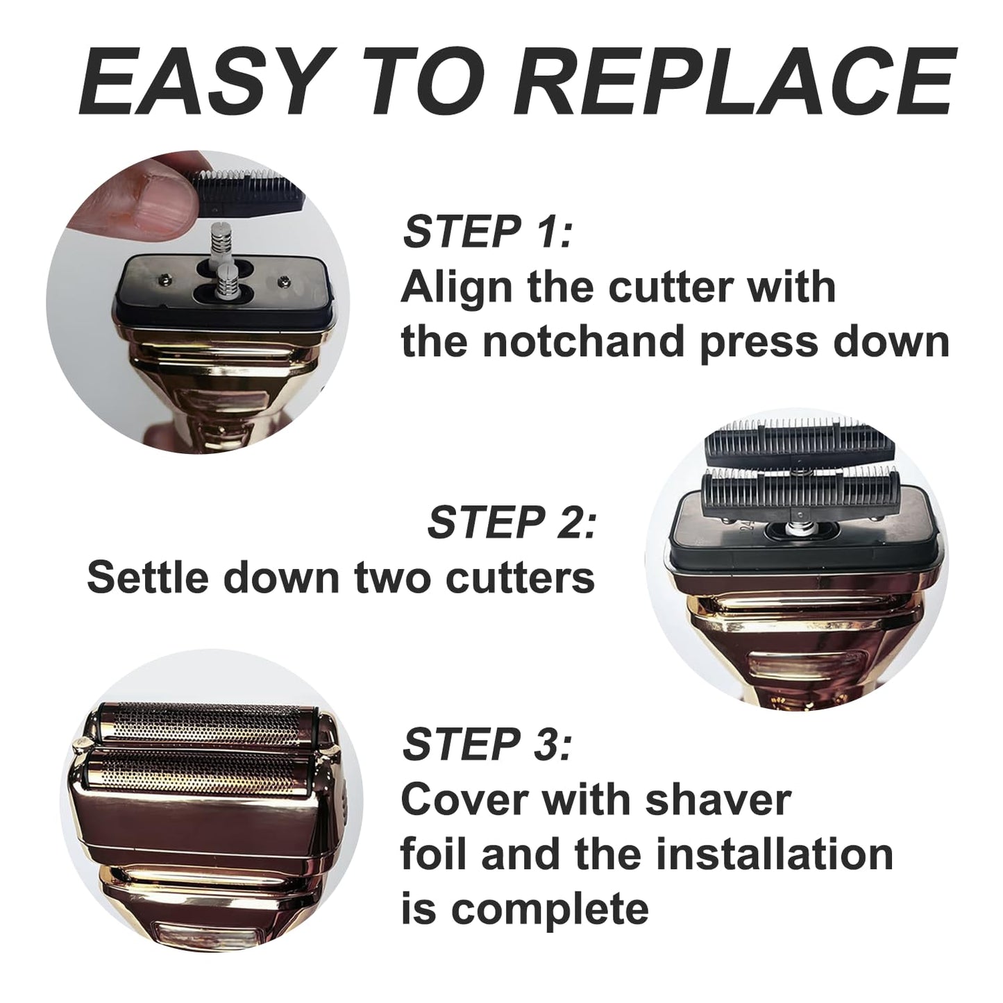 FXONE Shaver Replacement Foil and Cutter Compatible with BaBylissPRO FXONE Double Foil Stick Shaver,FX79RF2G Hypoallergenic Extra-close Shaver Replacement Head (Black/2 Packs)
