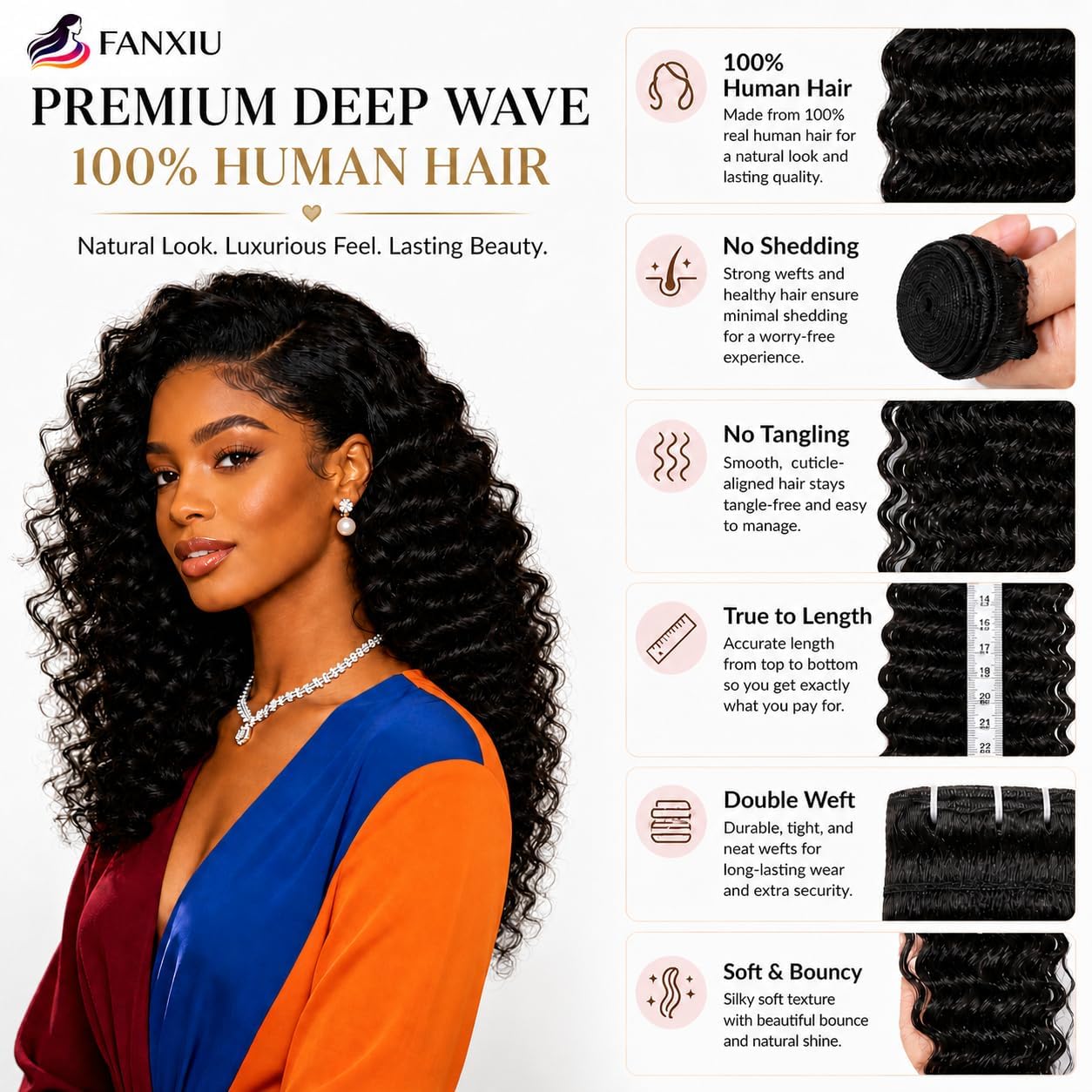 Deep Wave Bundles Human Hair 16 16 16 18 18 Inch 100% Unprocessed Brazilian Virgin Hair 5 Bundles Extensions for Black Women Natural Color