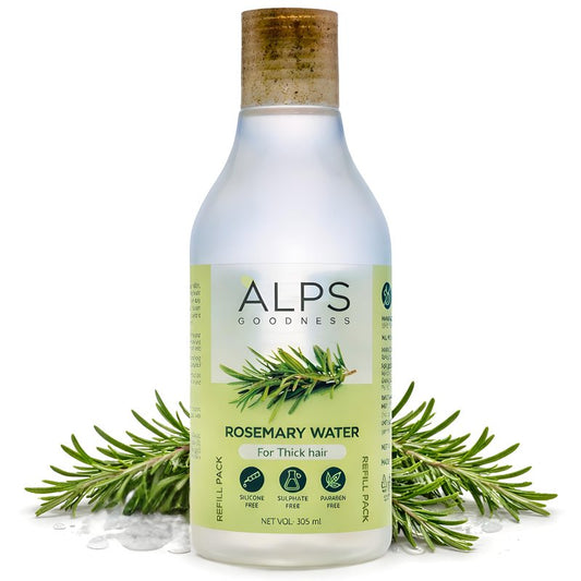 Alps Goodness Rosemary Water Refill Pack | Herbal Hair & Scalp Mist for Thicker-Looking Hair, Shine & Smoothness | Lightweight Non-Greasy Spray | Silicone, Sulfate & Paraben Free | 10.31 Fl Oz (305ml)