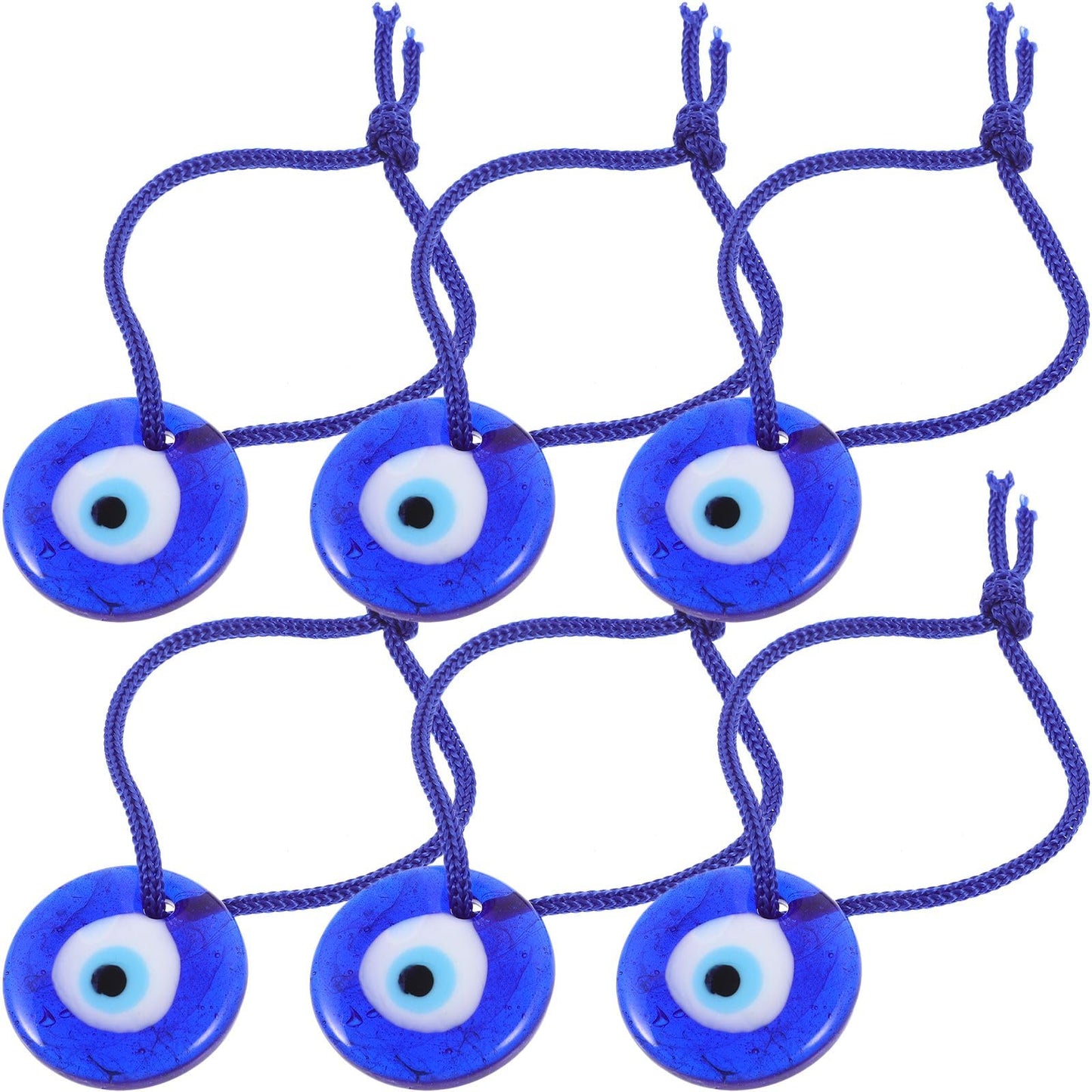 6Pcs Turkish Blue Evil Eye Hanging Decor Glass Eye Pendant Ornaments for Wall Decor Unique Turkish Style Blue Eye Beads for Home Decoration and Protection
