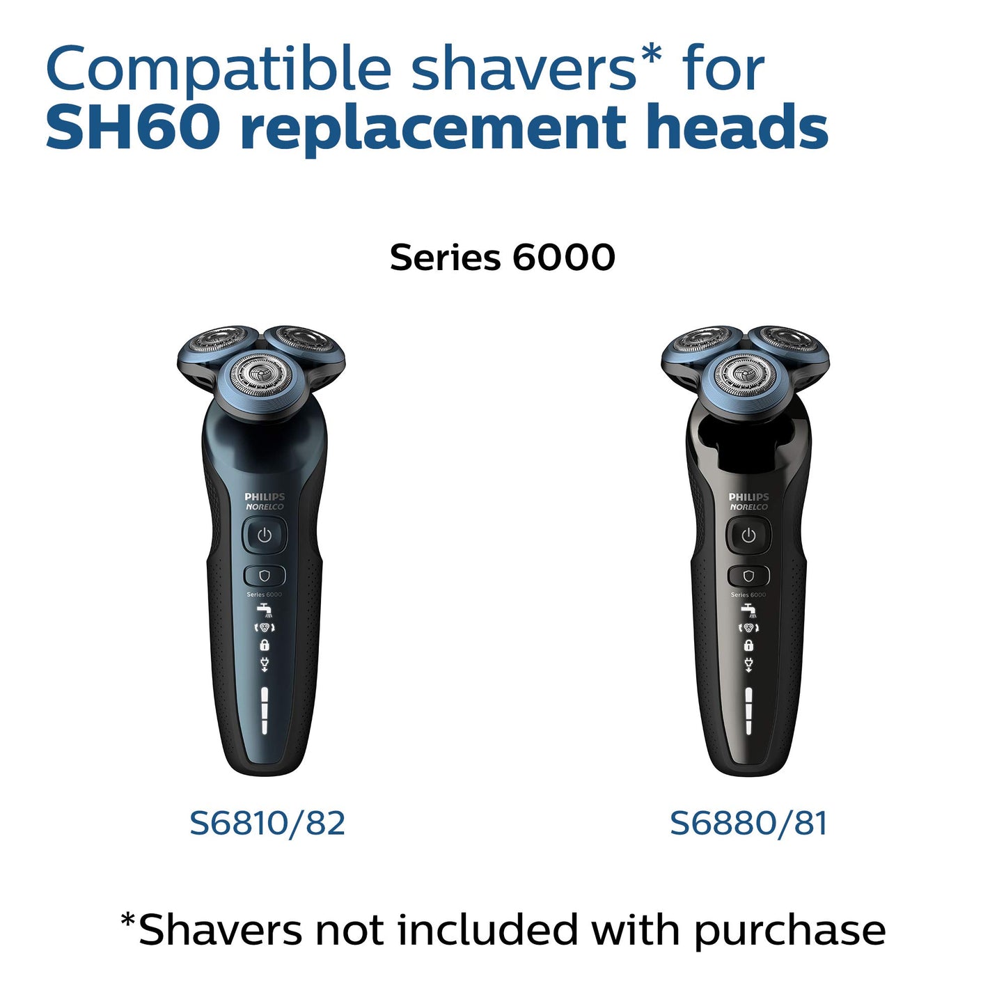Philips Norelco Genuine SH60/72 Shaving Heads Compatible with Norelco Shaver Series 6000