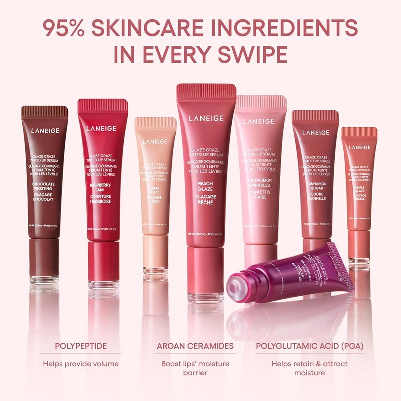 LANEIGE Glaze Craze Tinted Lip Serum - Hydrating Glossy Lip Serum with Plumping Polypeptides | Nourishing Formula