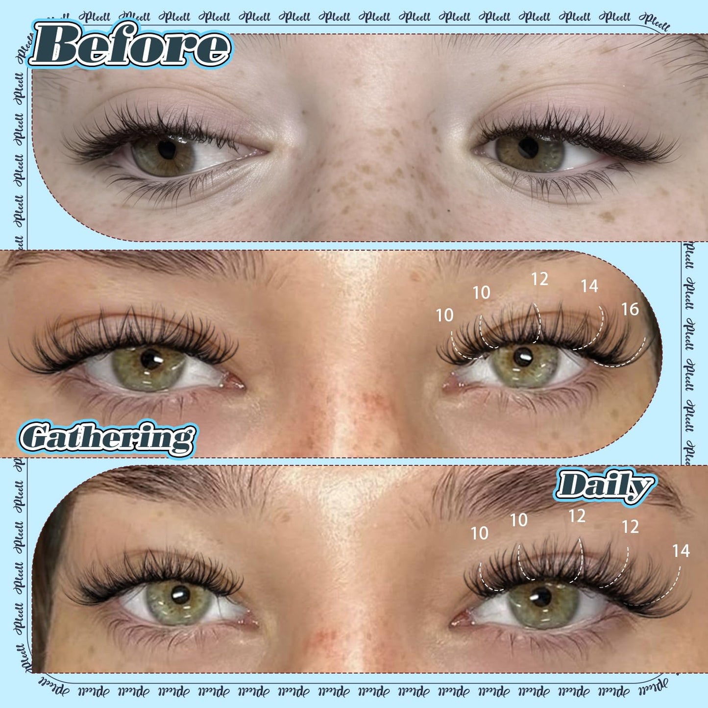 Spider Lash Clusters Wispy Eyelash Clusters 10-16MM 5D DIY Lashes Clusters D-Curl Natural Cluster Eyelash Extensions Fluffy Individual Lashes with Thin&Clear Band Easy Apply for Beginners by Pleell