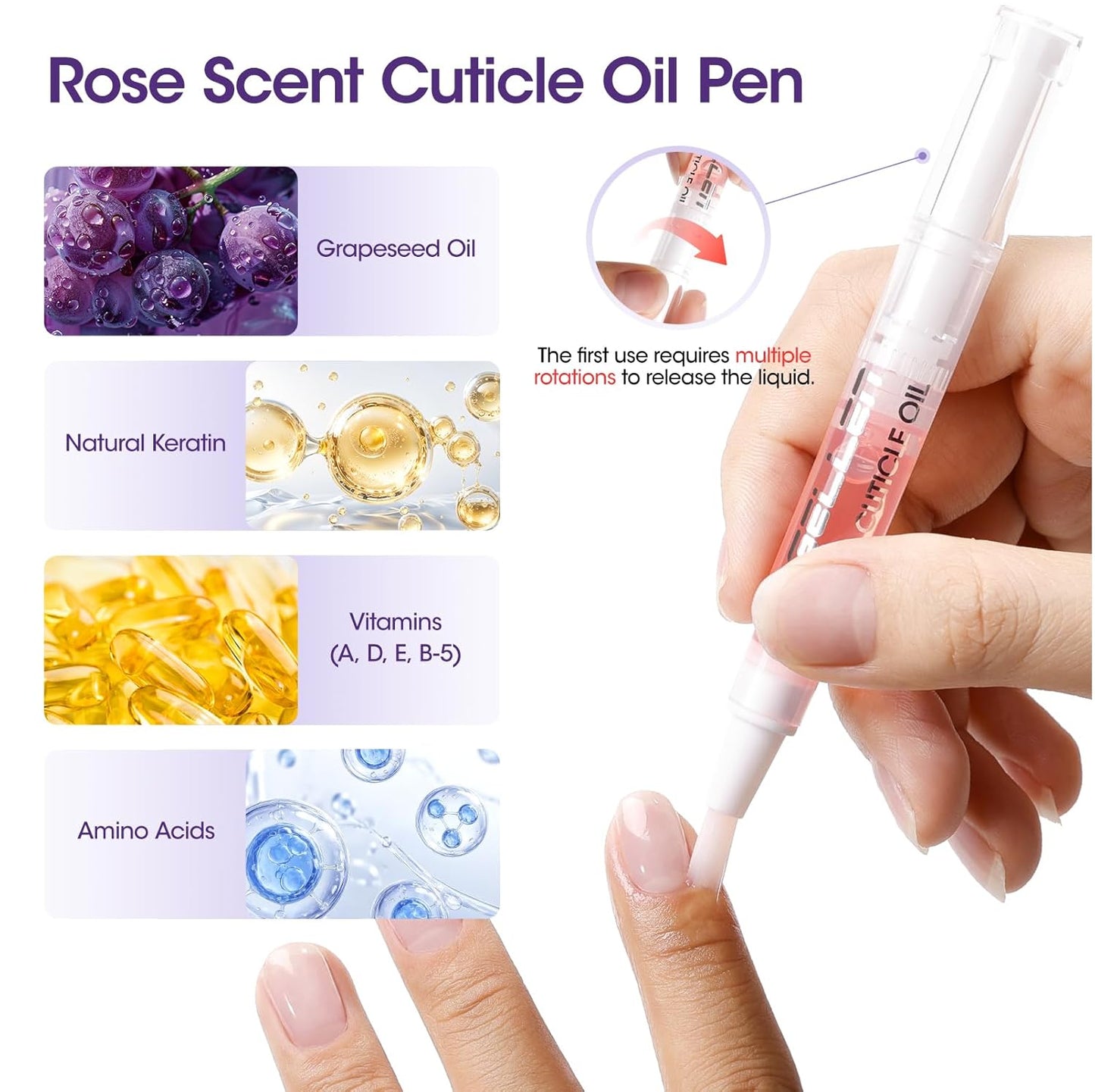Gellen Cuticle Oil Pusher Pen Set - 2-in-1 Nourishing Cuticle Remover & Oil for Hangnails | Home & Salon Use