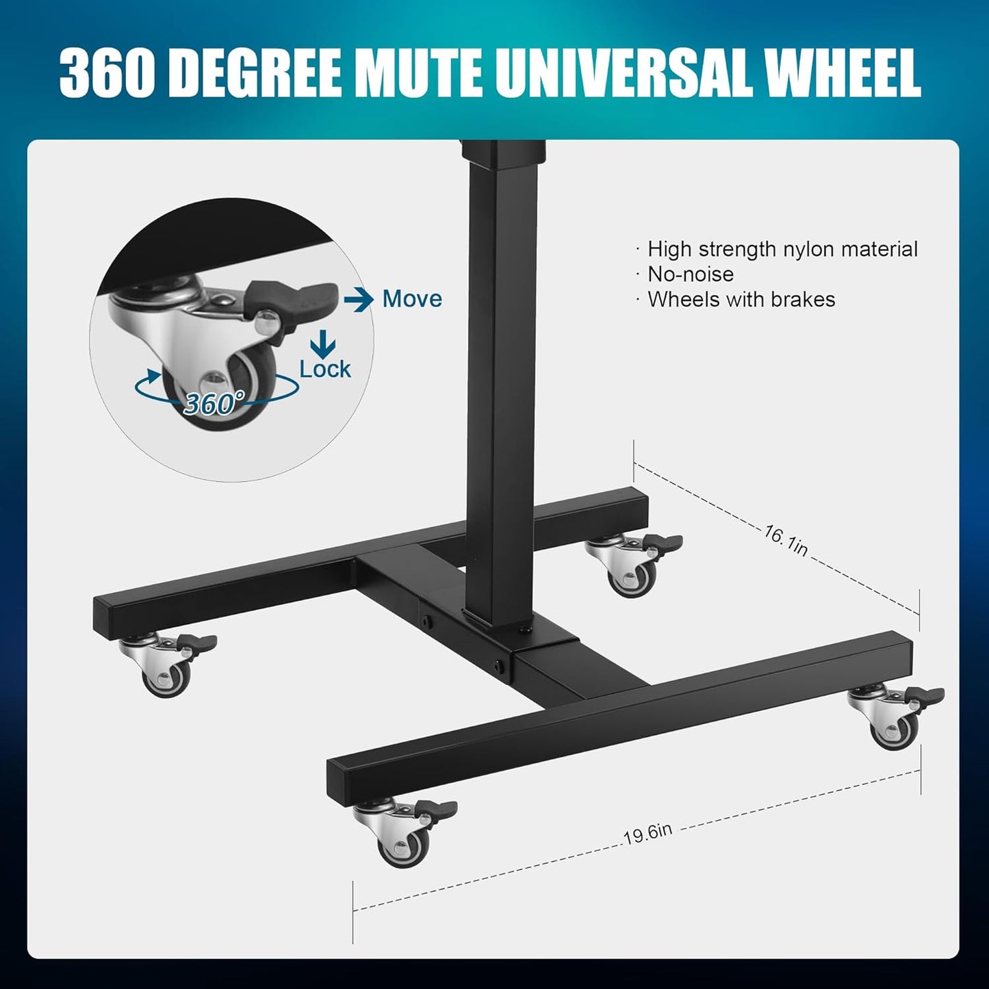 Premium Large Double Tier Rolling Workstation Table - 360° Mute Wheels for Tattoo & Beauty Salon | Storage Tray Included