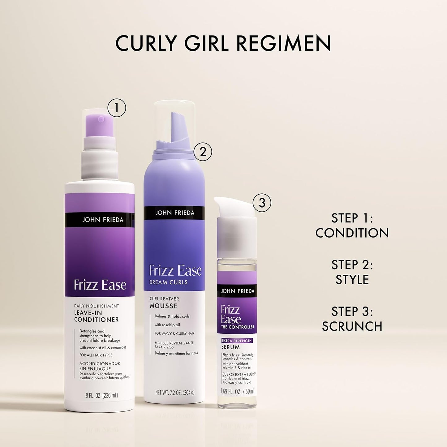 John Frieda Frizz Ease Extra Strength Hair Serum - Anti-Frizz Smoothing Serum with Argan & Coconut Oil | 1.69 fl oz