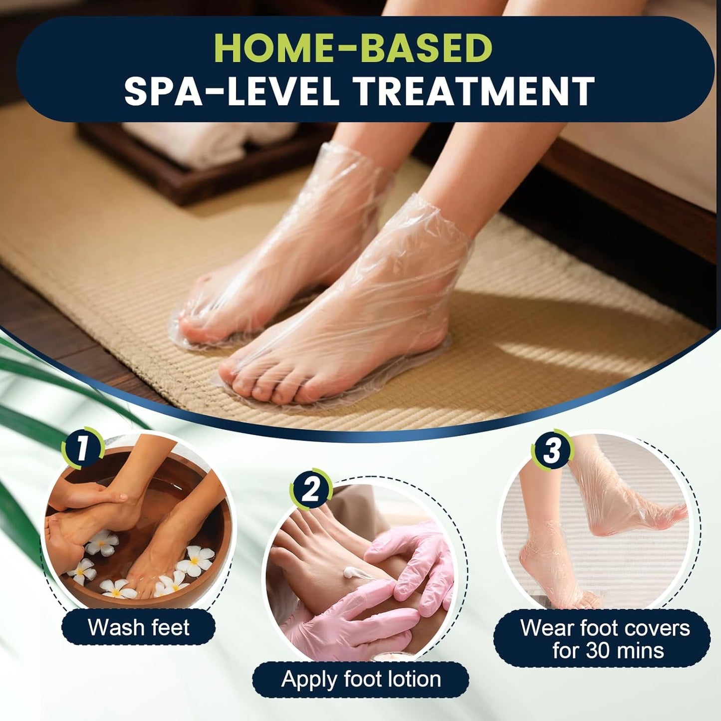 Plastic Foot Covers - 200PCS Leak-Proof Moisturizing Masks for Pedicure & Foot Care | Fits Up to USA Size 9
