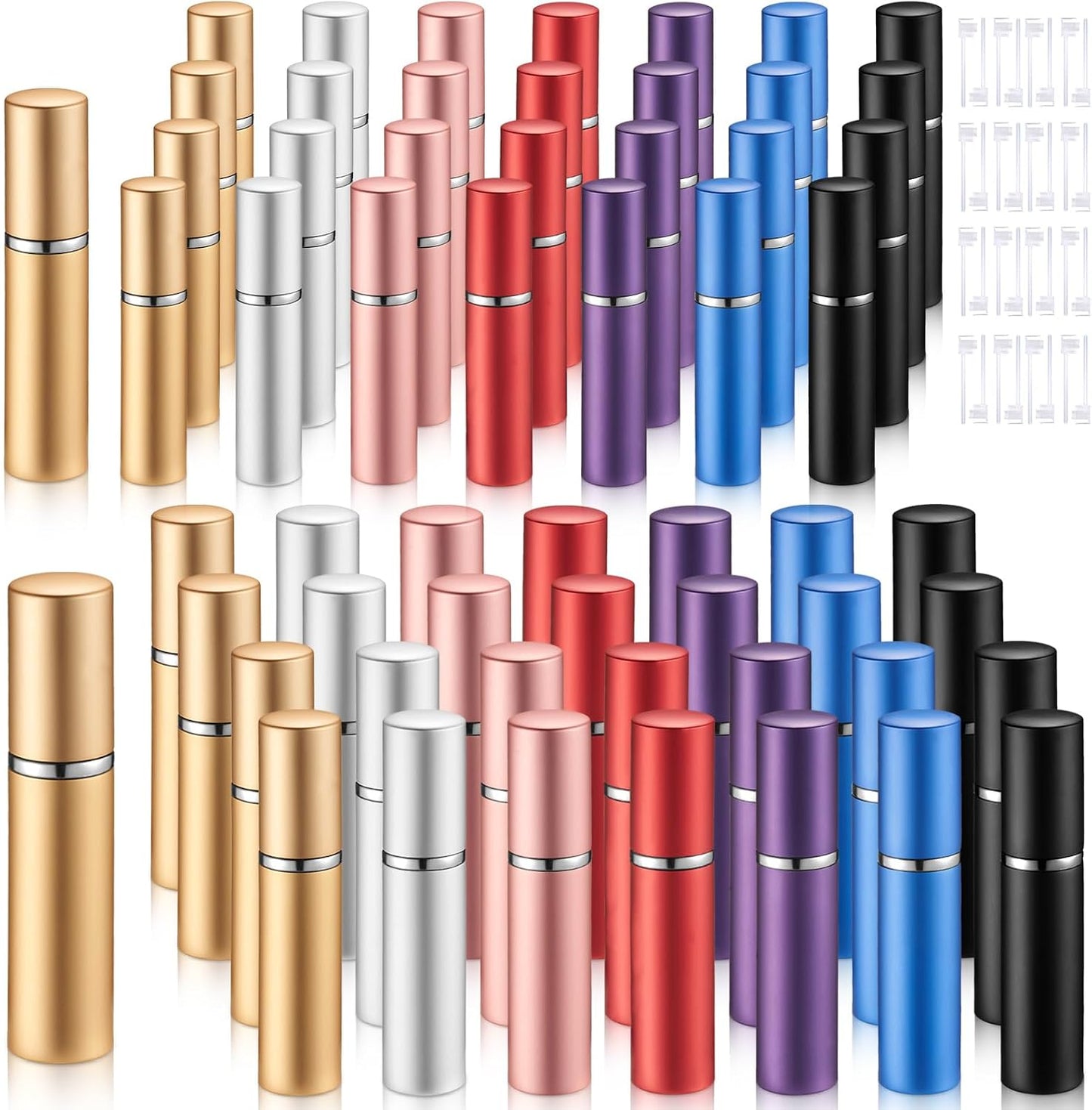 Zonon Mini Refillable Perfume Atomizer - 56 Pieces Portable Spray Bottle Set | Rainbow Color, 5 ml