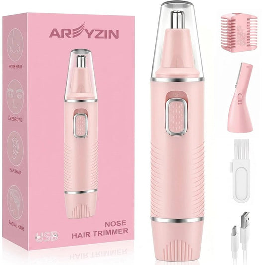 Nose Hair Trimmer for Women,USB Rechargeable Ear and Nose Trimmer,2026 Professiona 2 in 1 Painless Eyebrow & Facial Hair Trimmer Remover,IPX7 Waterproof,Portable Nasal Hair Clipper,Dual-Edge Blades