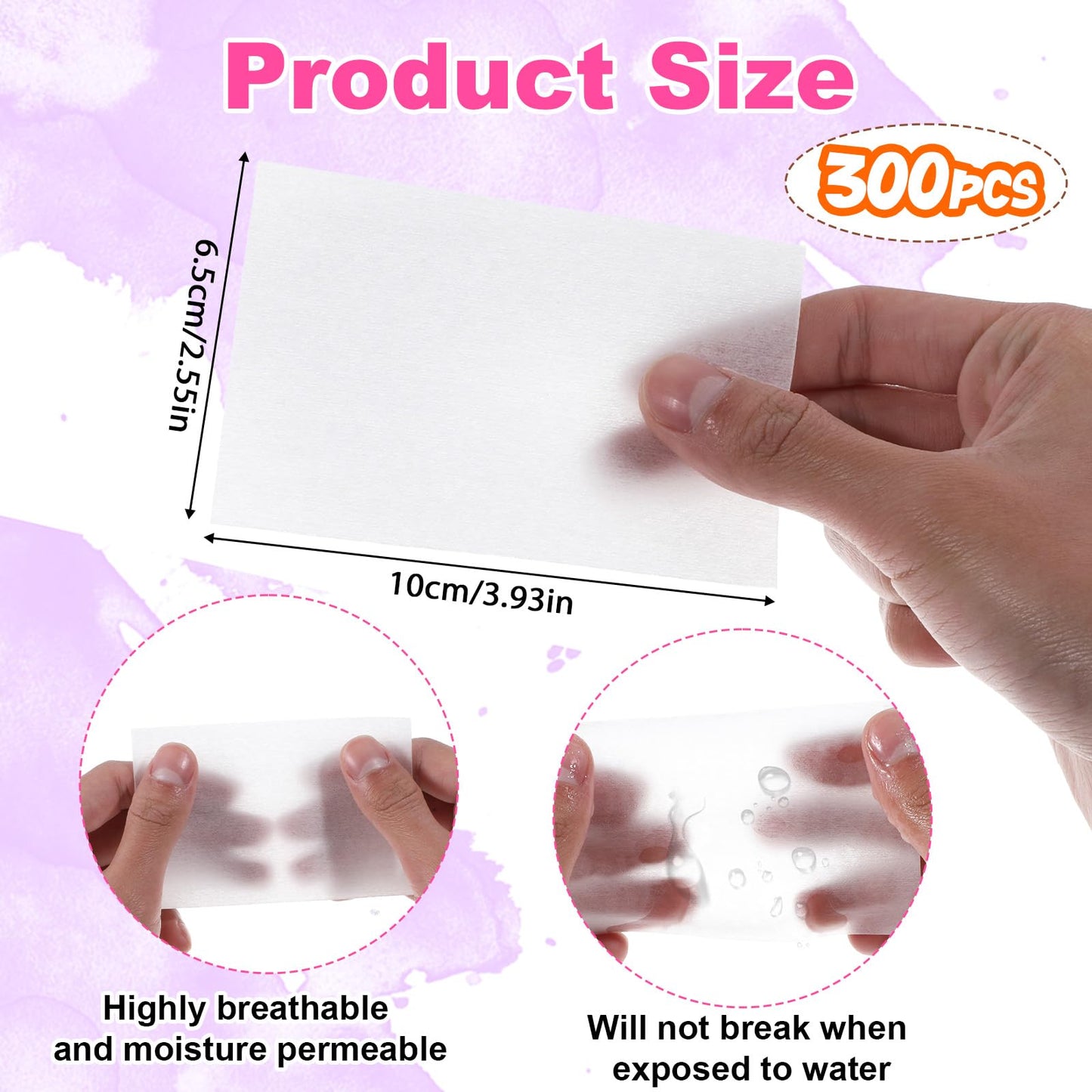 300PCS Disposable Salon Perm Papers, Thin End-Papers for Hair Rollers High Temperature Resistance Hair Wrapping Paper Hair Curling Papers Styling Accessories for Homes Cold and Hot Perms (10 X 6.5cm)
