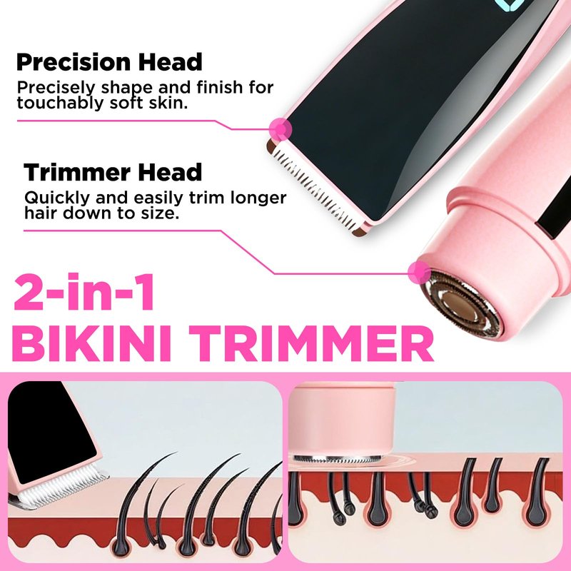 Bikini Trimmer for Women 2-in-1 High Power Epilators Hair Removal Waterproof Electric Razors Women's Electric Razor Pubic Hair Trimmer Shaver for Women for Ladies Pubic, Face, Underarms, Legs