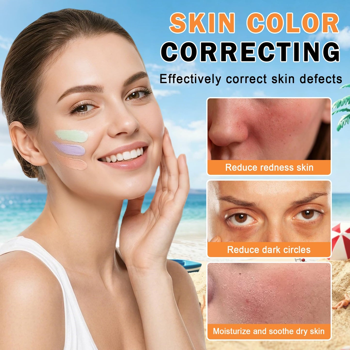 2PCS 3 In 1 Primer for Face Before Makeup SPF 50 Sunscreen with Sponge