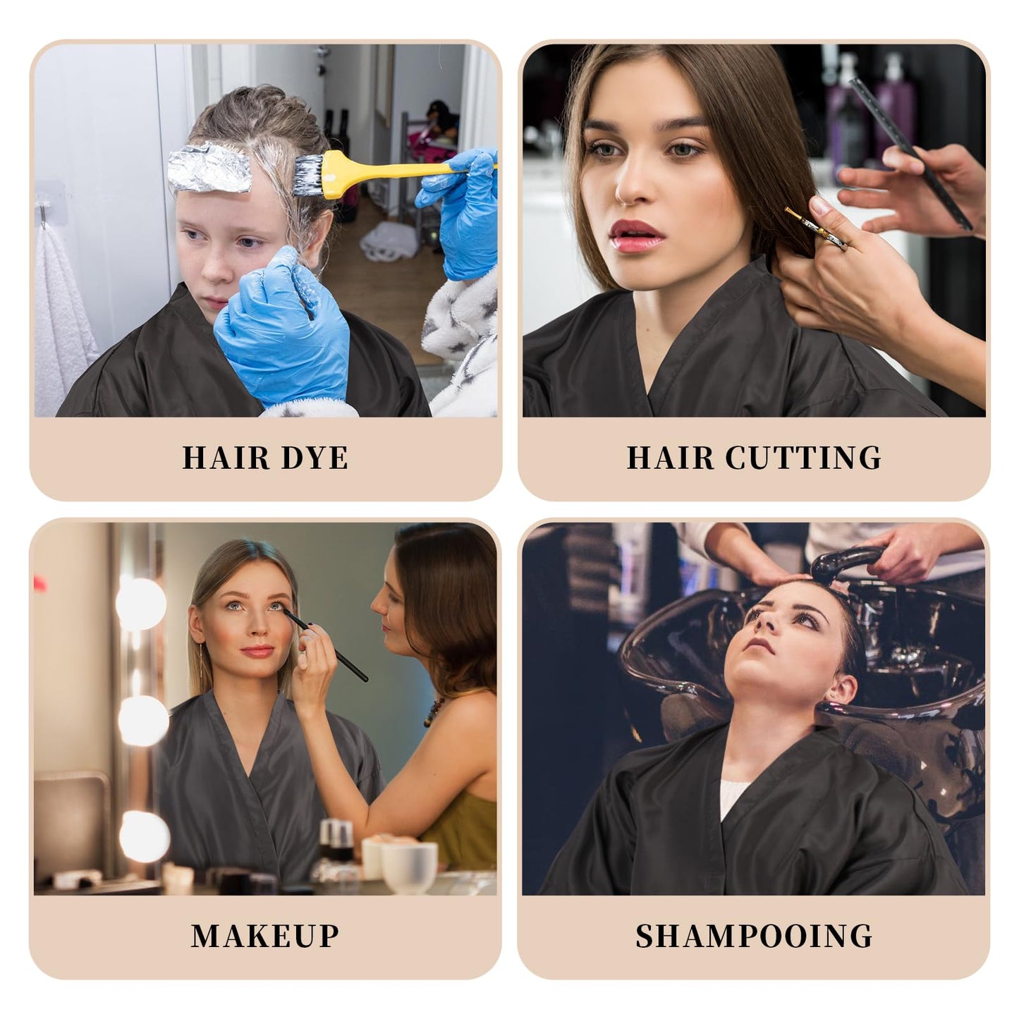 YELEGAI Barber Gown Robes Cape for Hair Cutting Dye Make Up Hairdressing Styling, Waterproof Salon Client Smock, Barber Shop & Home Salon Essentials Accessories (1, Black)