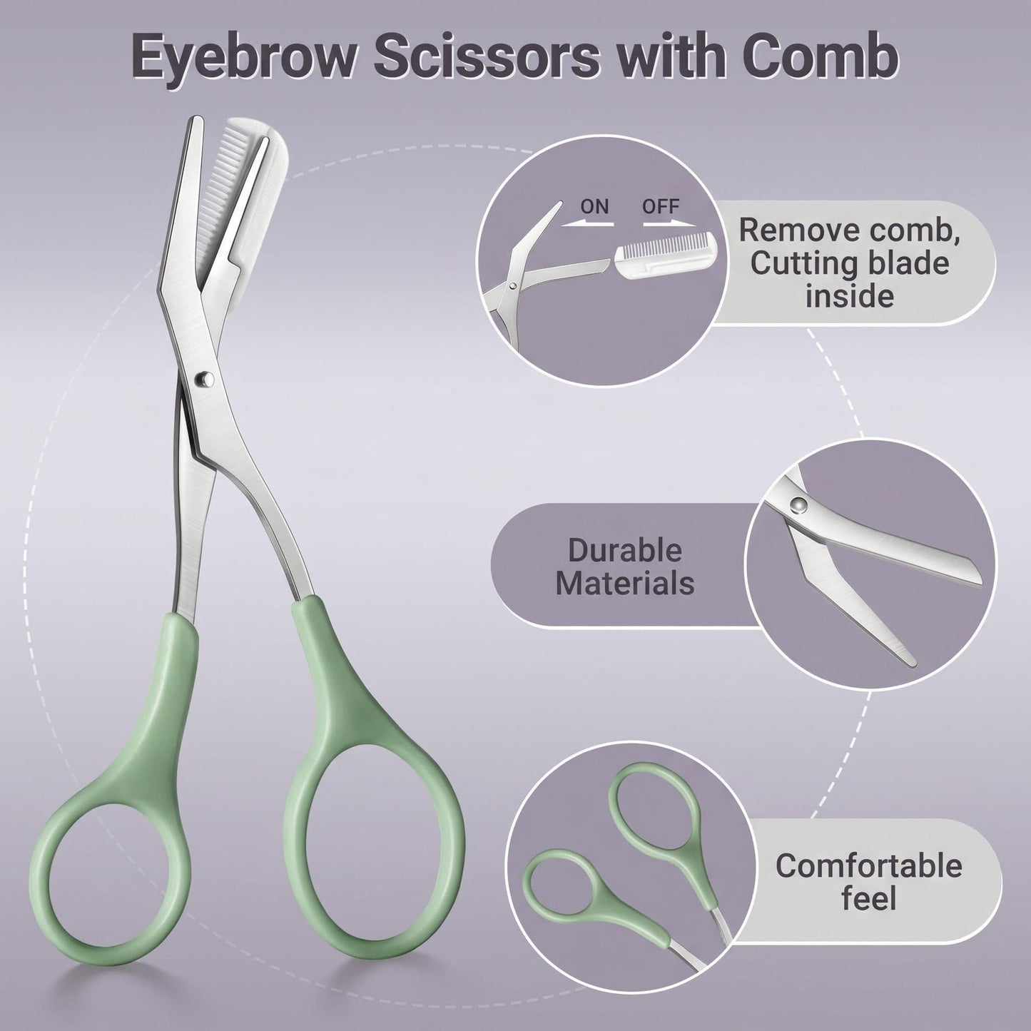 8 in 1 Eyebrow Kit with Tweezers, Tweezers for Women Facial Hair,Eyebrow Trimmer Scissors, Razor, Brush with Travel Bag, Hair Plucking Daily Beauty Tools(Green)