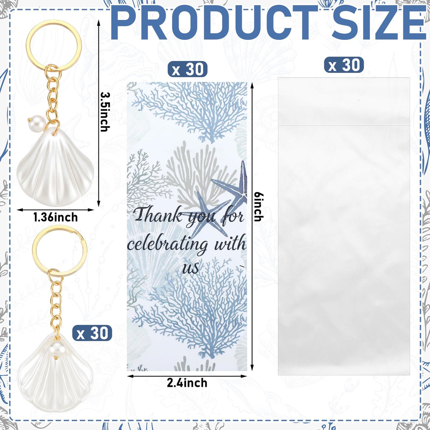 Gueevin 30 Set Beach Ballpoint Pens Seashell Keychain and Cards Beach Party Favor Last Toast on The Coast Decorations Gifts Coast Bridesmaid Bachelorette Gifts for Nautical Wedding Bridal Shower