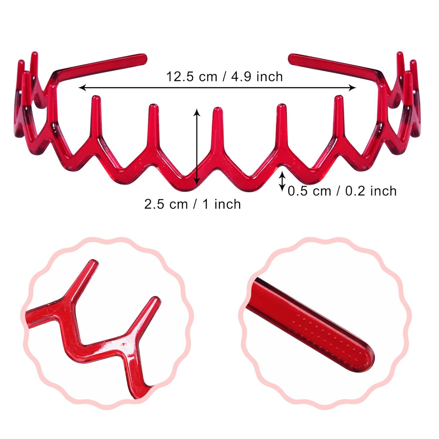 Duufin 12-Piece Zig Zag Headband Set for Women | Colorful Non-Slip Plastic with Teeth