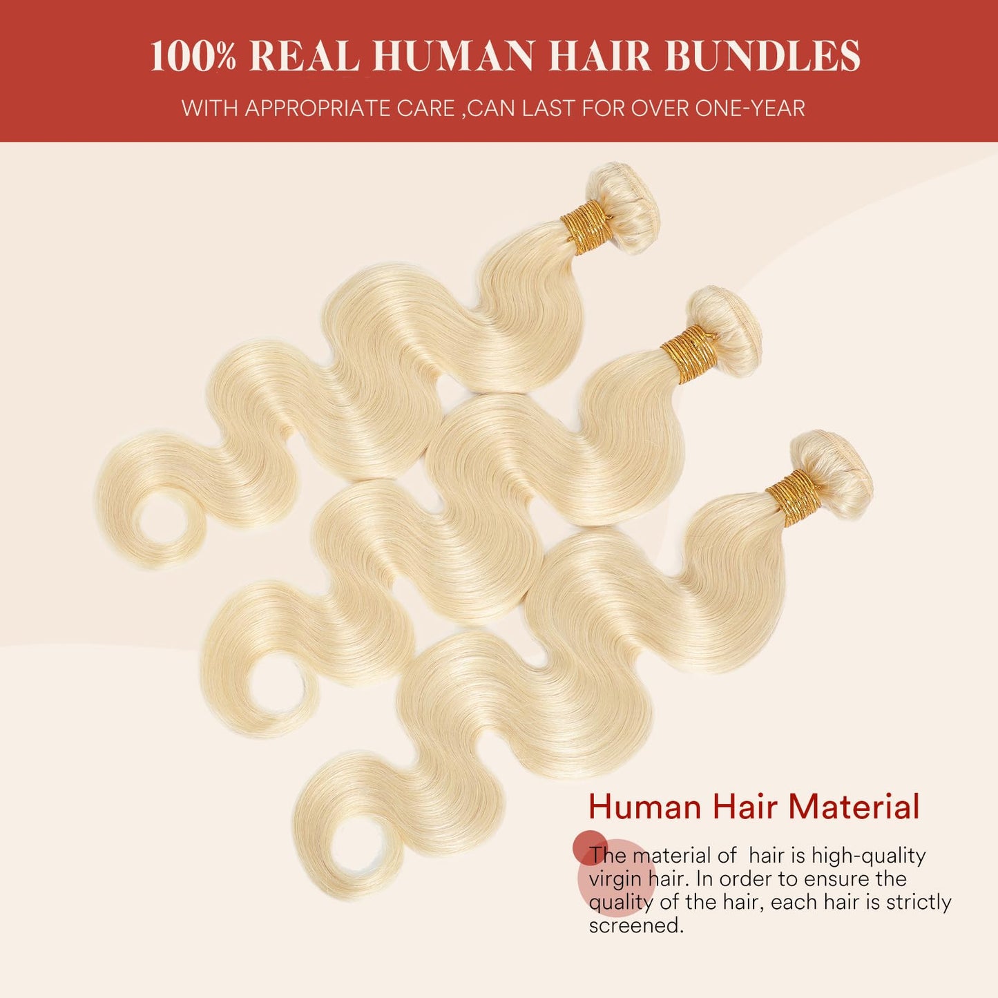 Blonde Body Wave Bundles Human Hair Dyeable 613 Sew in Quick Weave Bundles