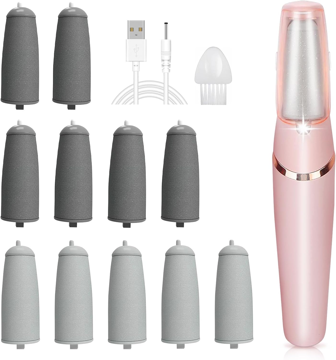 Electric Foot Callus Remover - Rechargeable Pedicure Kit with 11 Replacement Heads | Ideal for Smooth Feet Care